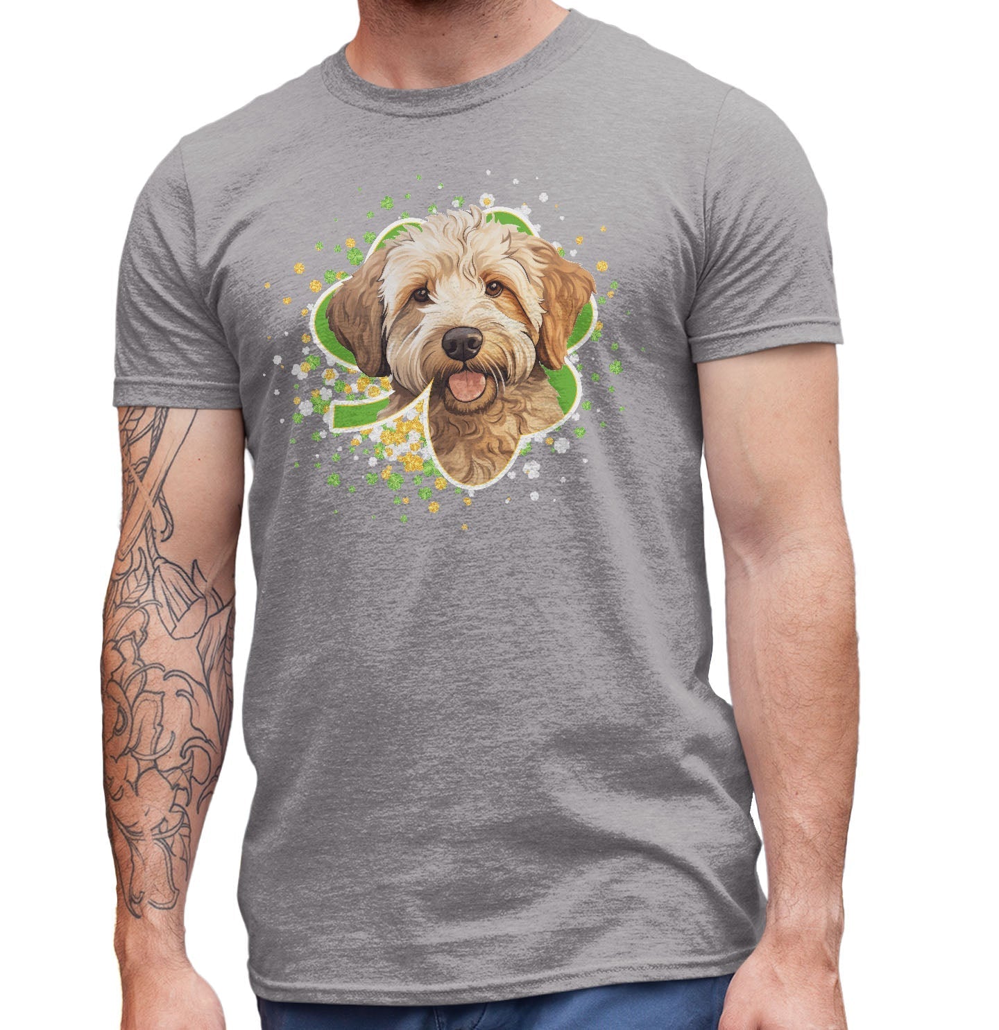 Big Clover St. Patrick's Day Labradoodle (Yellow) - Adult Unisex T-Shirt