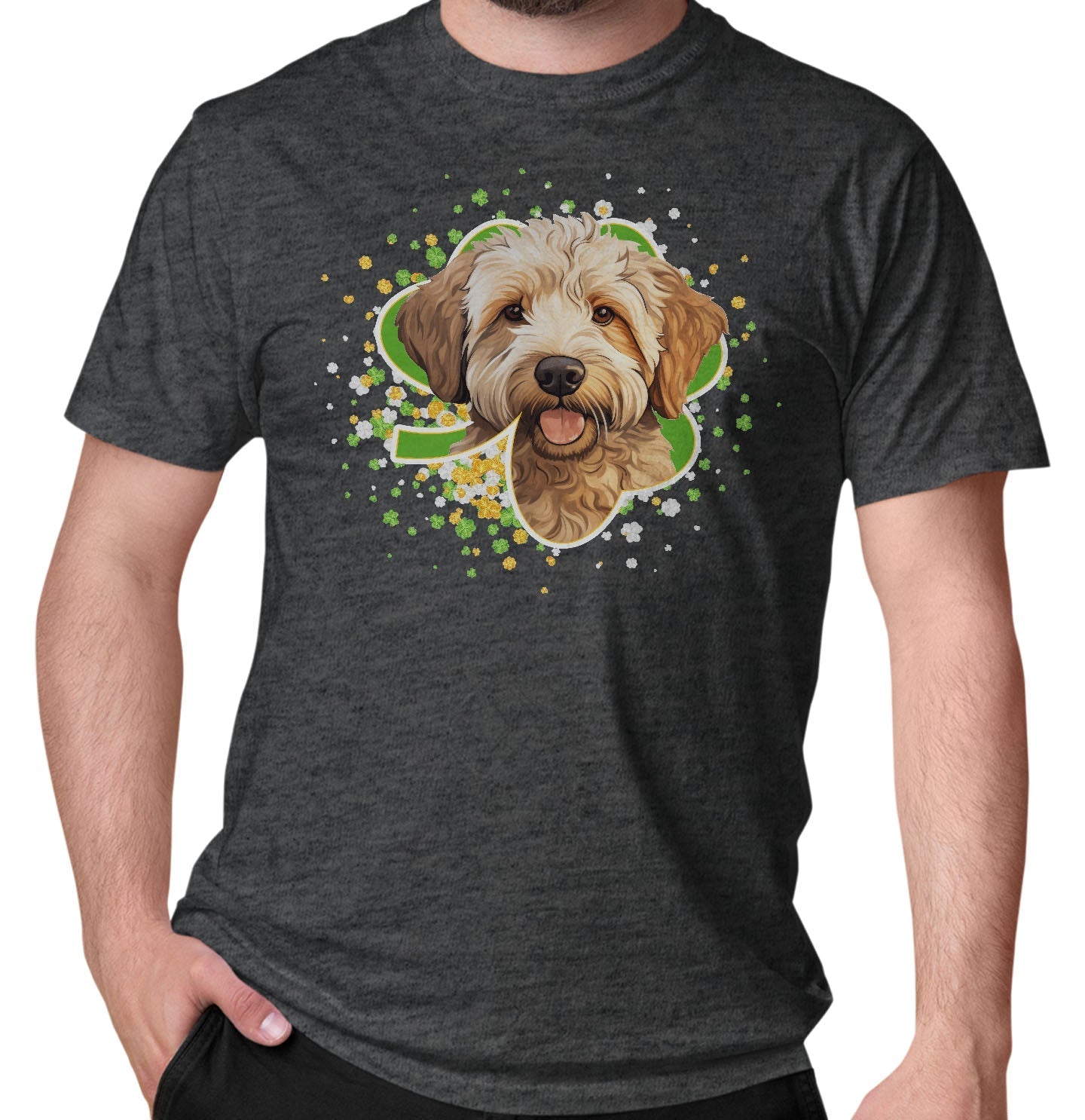 Big Clover St. Patrick's Day Labradoodle (Yellow) - Adult Unisex T-Shirt