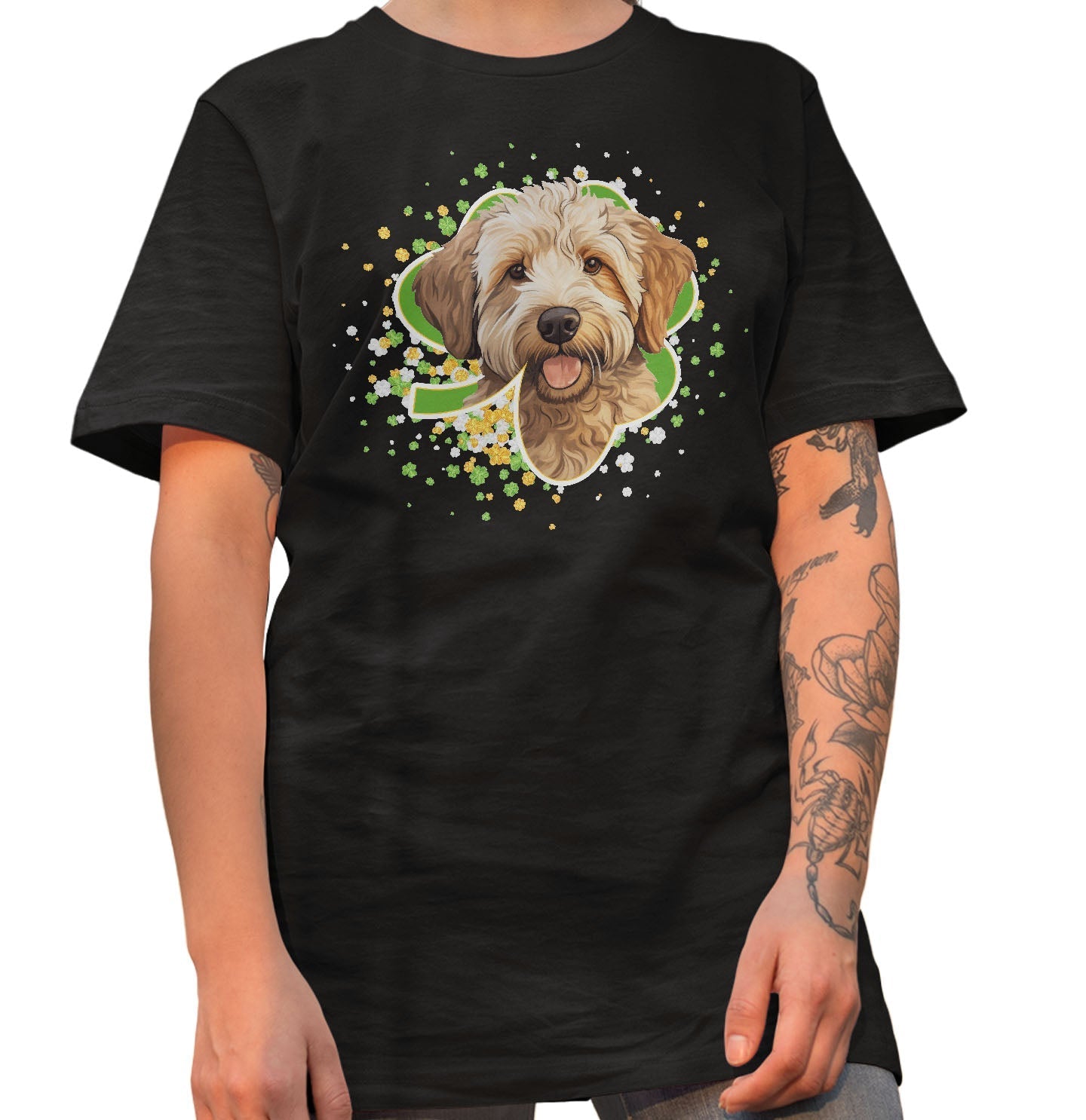 Big Clover St. Patrick's Day Labradoodle (Yellow) - Adult Unisex T-Shirt