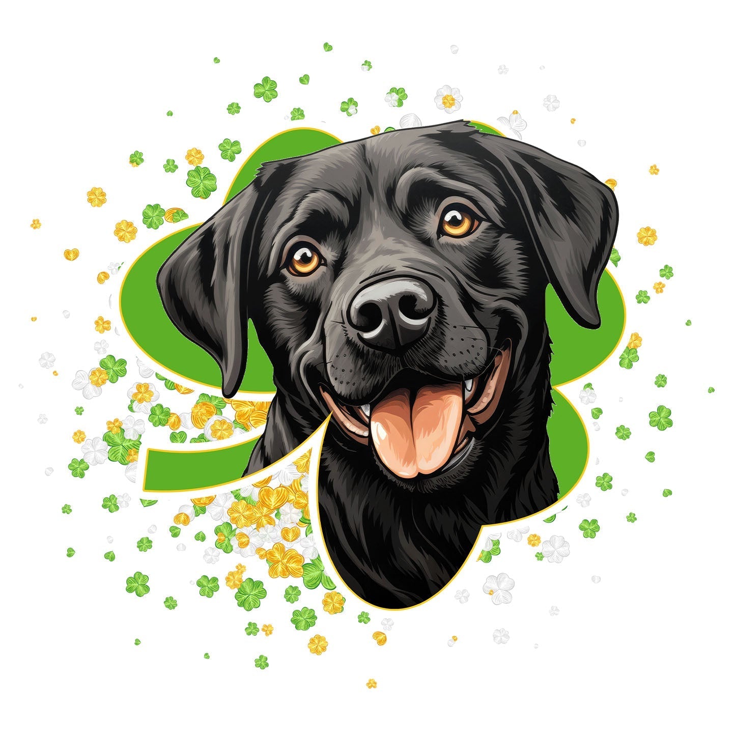 Big Clover St. Patrick's Day Labrador Retriever (Black) - Women's Fitted T-Shirt