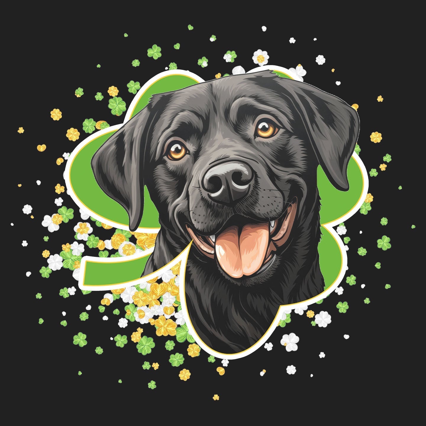 Big Clover St. Patrick's Day Labrador Retriever (Black) - Women's V-Neck T-Shirt