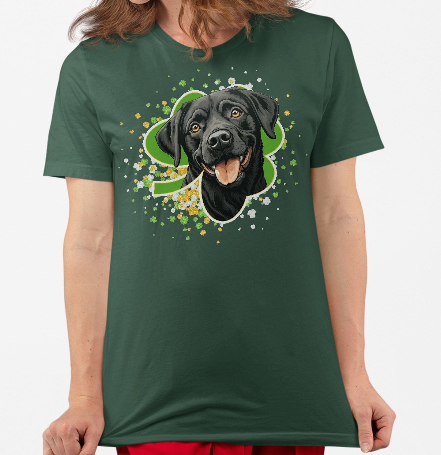 Big Clover St. Patrick's Day Labrador Retriever (Black) - Adult Unisex T-Shirt