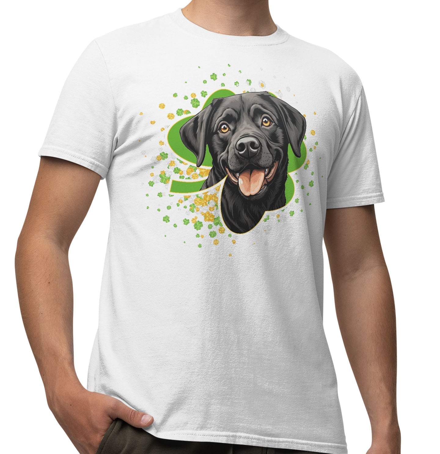 Big Clover St. Patrick's Day Labrador Retriever (Black) - Adult Unisex T-Shirt