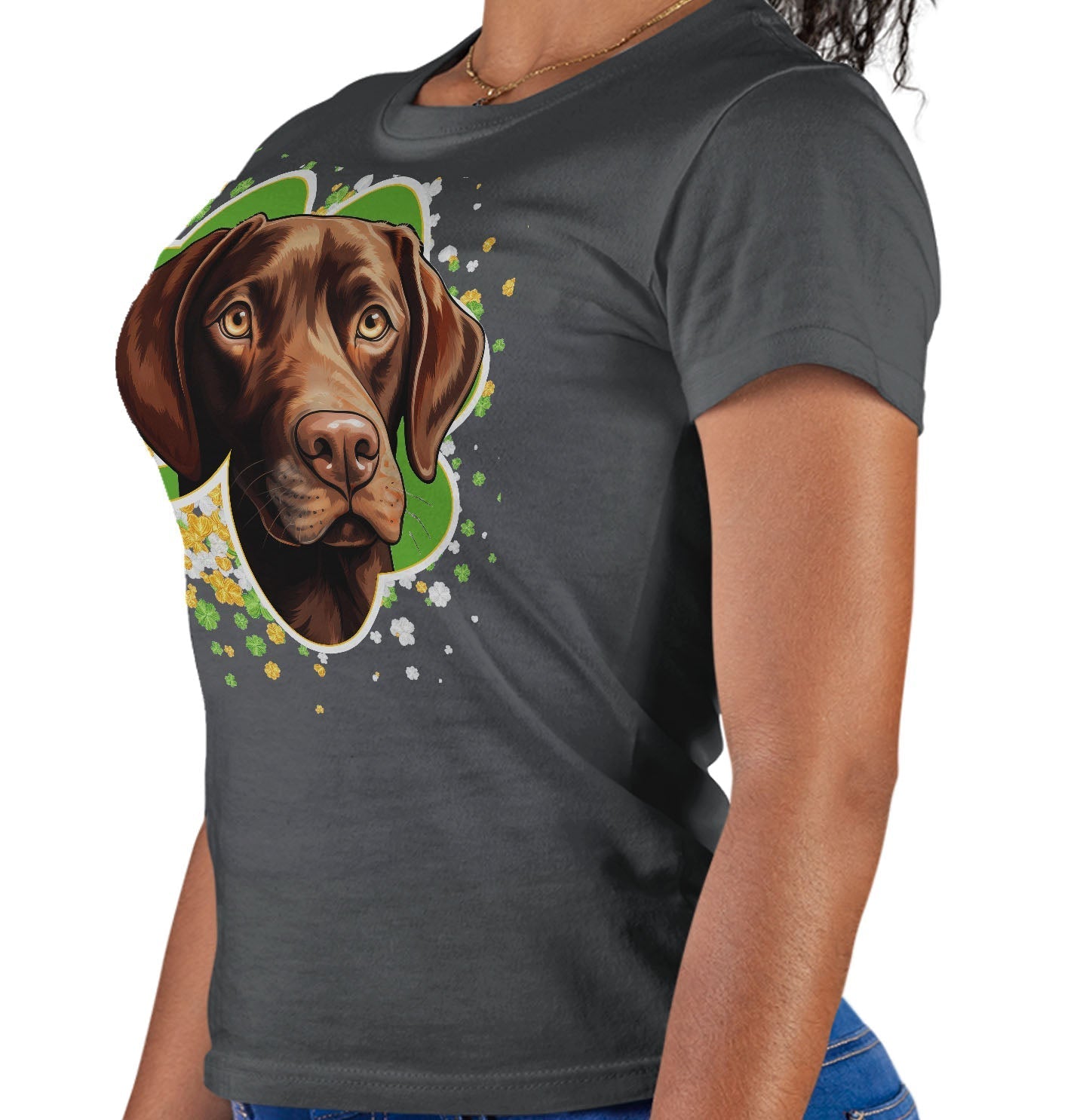 Big Clover St. Patrick's Day Labrador Retriever (Chocolate) - Women's Fitted T-Shirt