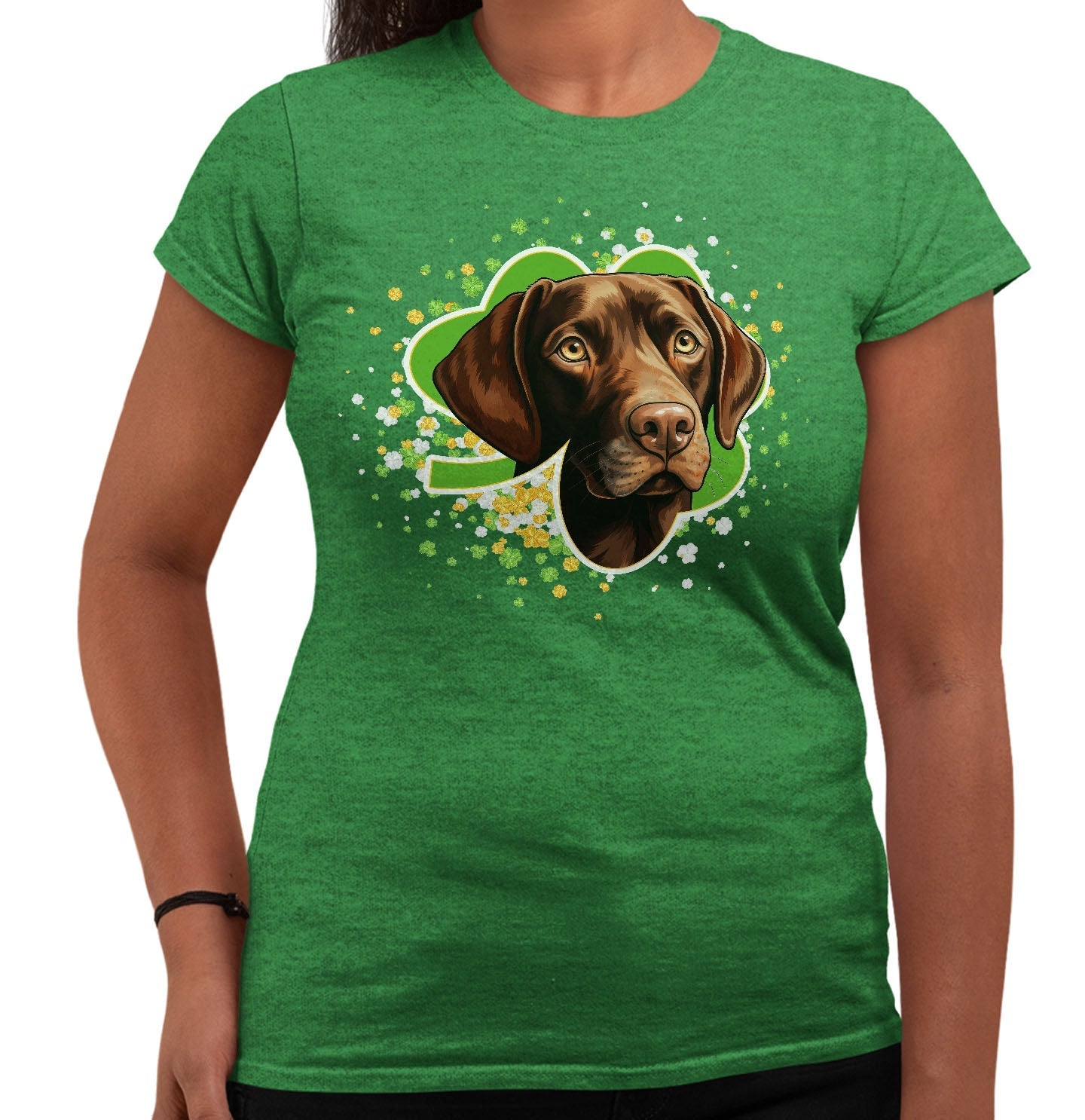 Big Clover St. Patrick's Day Labrador Retriever (Chocolate) - Women's Fitted T-Shirt