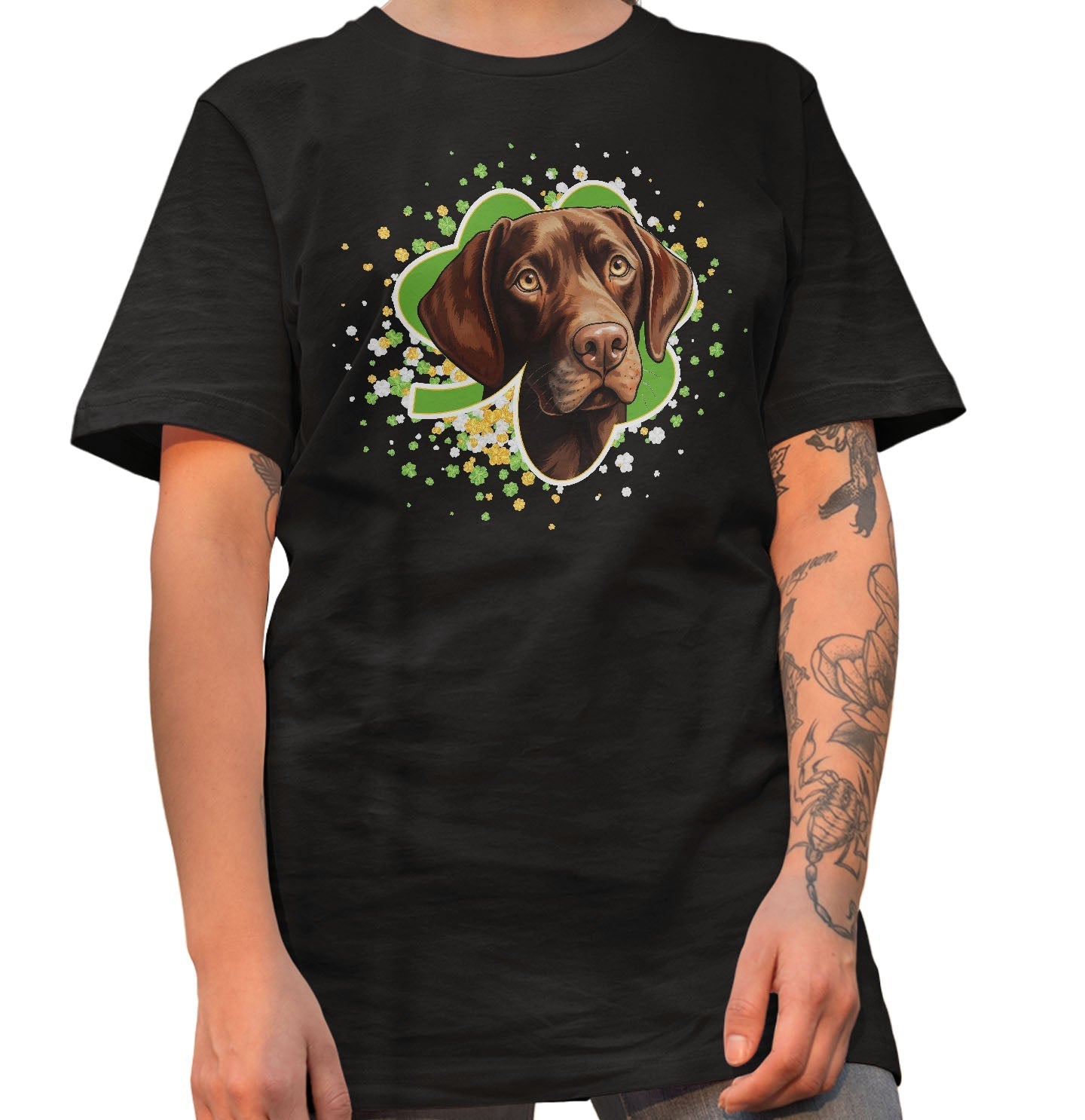 Big Clover St. Patrick's Day Labrador Retriever (Chocolate) - Adult Unisex T-Shirt