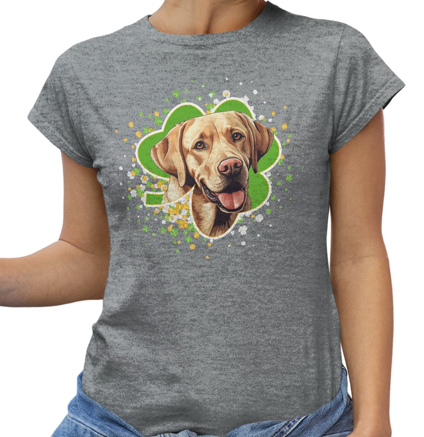 Big Clover St. Patrick's Day Labrador Retriever (Yellow) - Women's Fitted T-Shirt