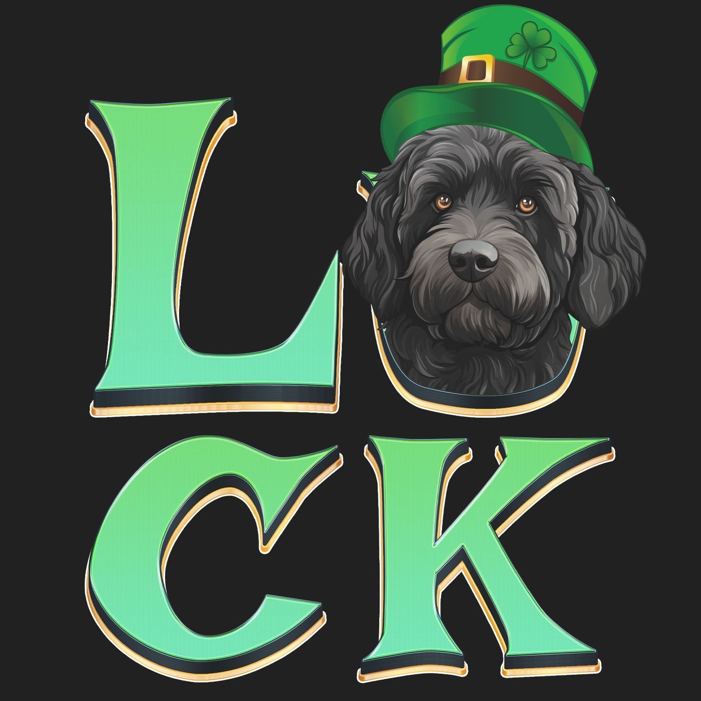 Big LUCK St. Patrick's Day Labradoodle (Black) - Women's Fitted T-Shirt