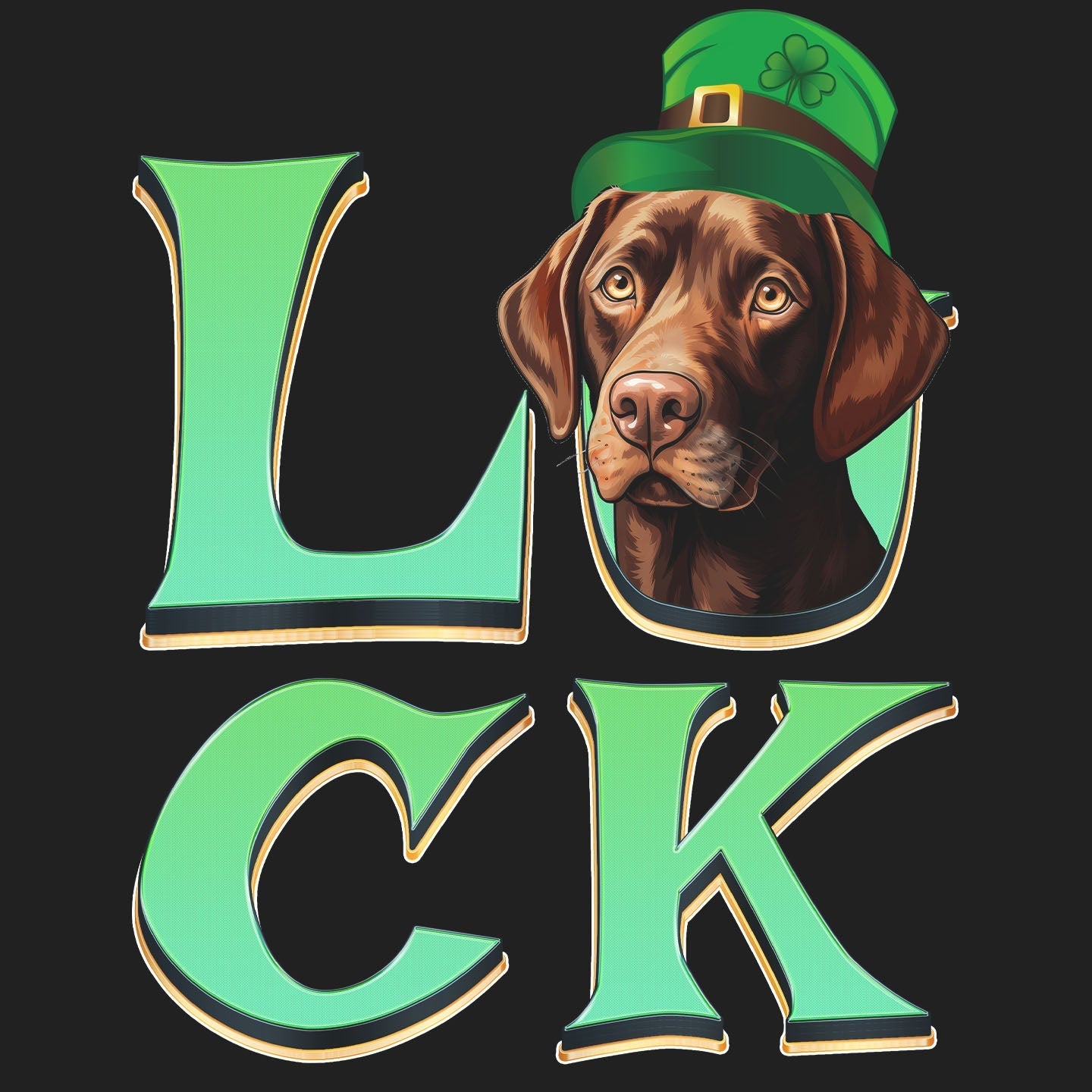 Big LUCK St. Patrick's Day Labrador Retriever (Chocolate) - Women's Fitted T-Shirt