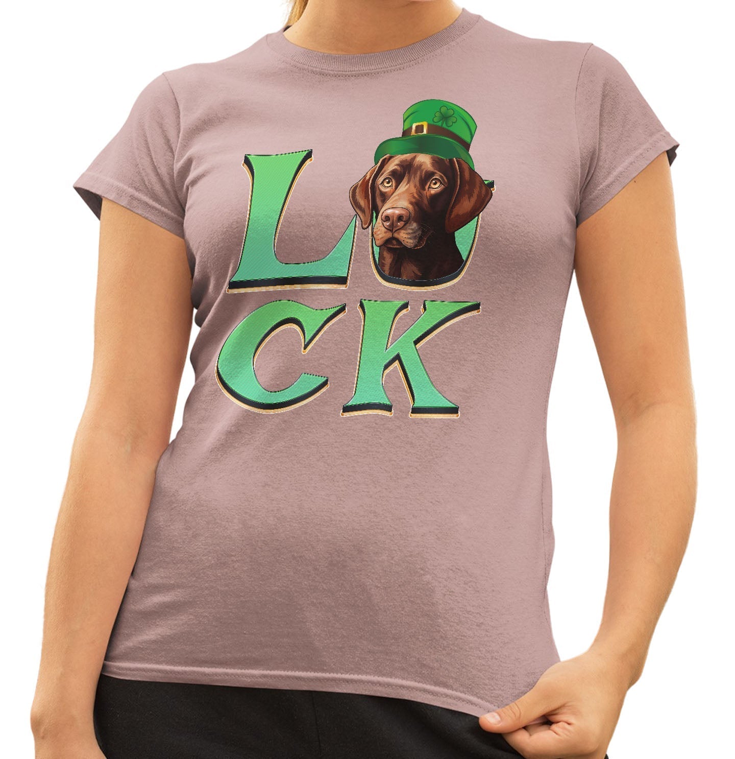 Big LUCK St. Patrick's Day Labrador Retriever (Chocolate) - Women's Fitted T-Shirt
