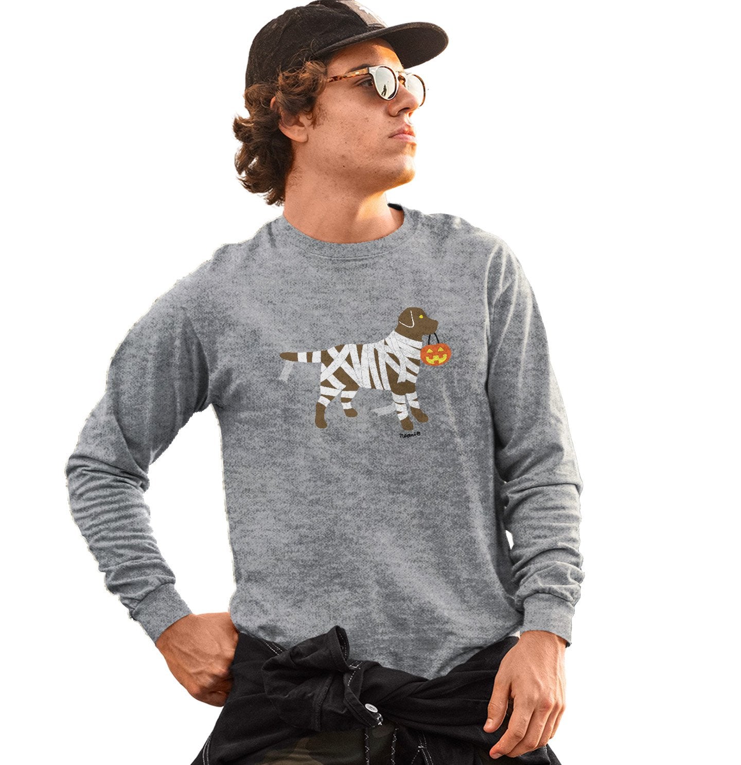 Chocolate Lab Mummy Trick or Treater - Halloween - Long Sleeve T-Shirt