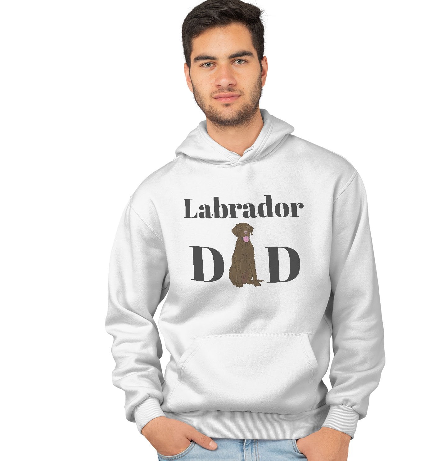 Chocolate Labrador Dad Illustration - Adult Unisex Hoodie Sweatshirt