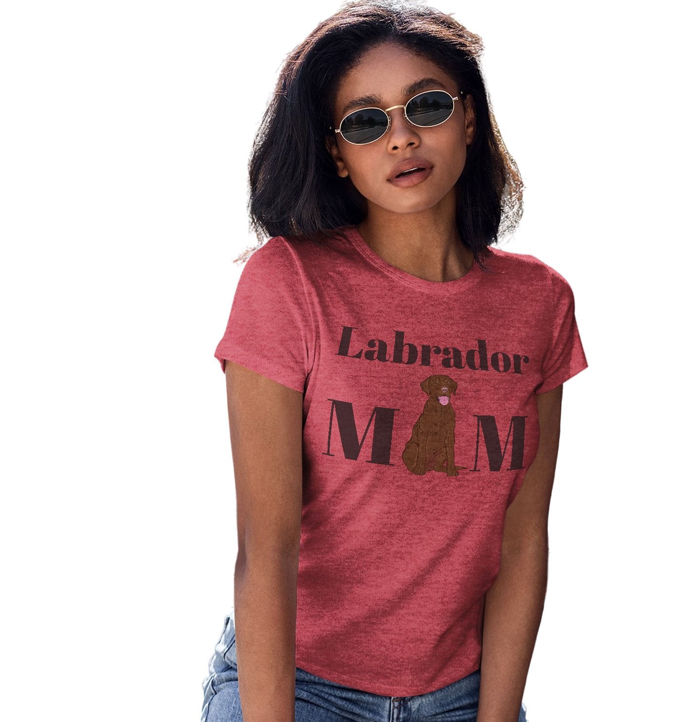 Chocolate Labrador Mom Illustration - Women's Tri-Blend T-Shirt