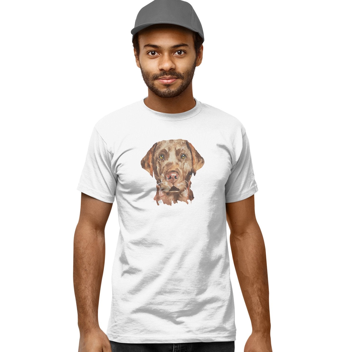 Chocolate Lab Face Watercolor - Adult Unisex T-Shirt