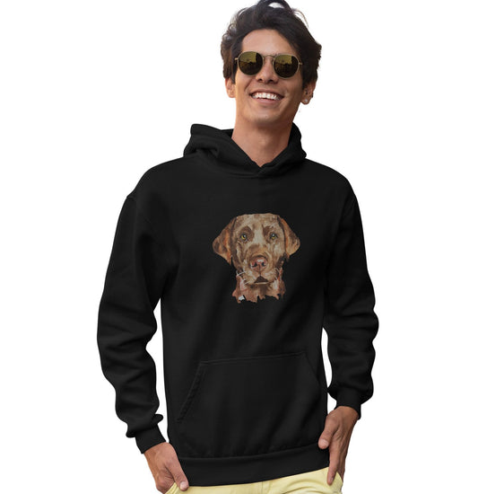 Chocolate Lab Face Watercolor - Adult Unisex Hoodie Sweatshirt