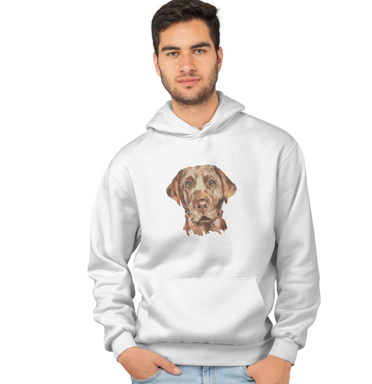 Chocolate Lab Face Watercolor - Adult Unisex Hoodie Sweatshirt