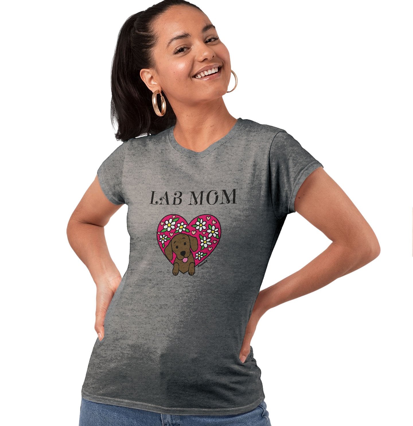 Flower Heart Chocolate Lab Mom - Women's Tri-Blend T-Shirt