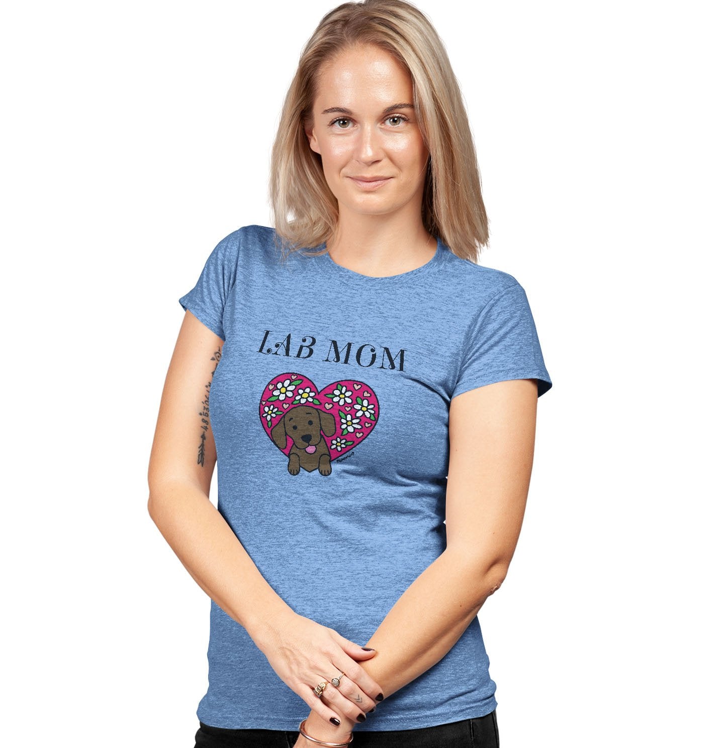 Flower Heart Chocolate Lab Mom - Women's Tri-Blend T-Shirt