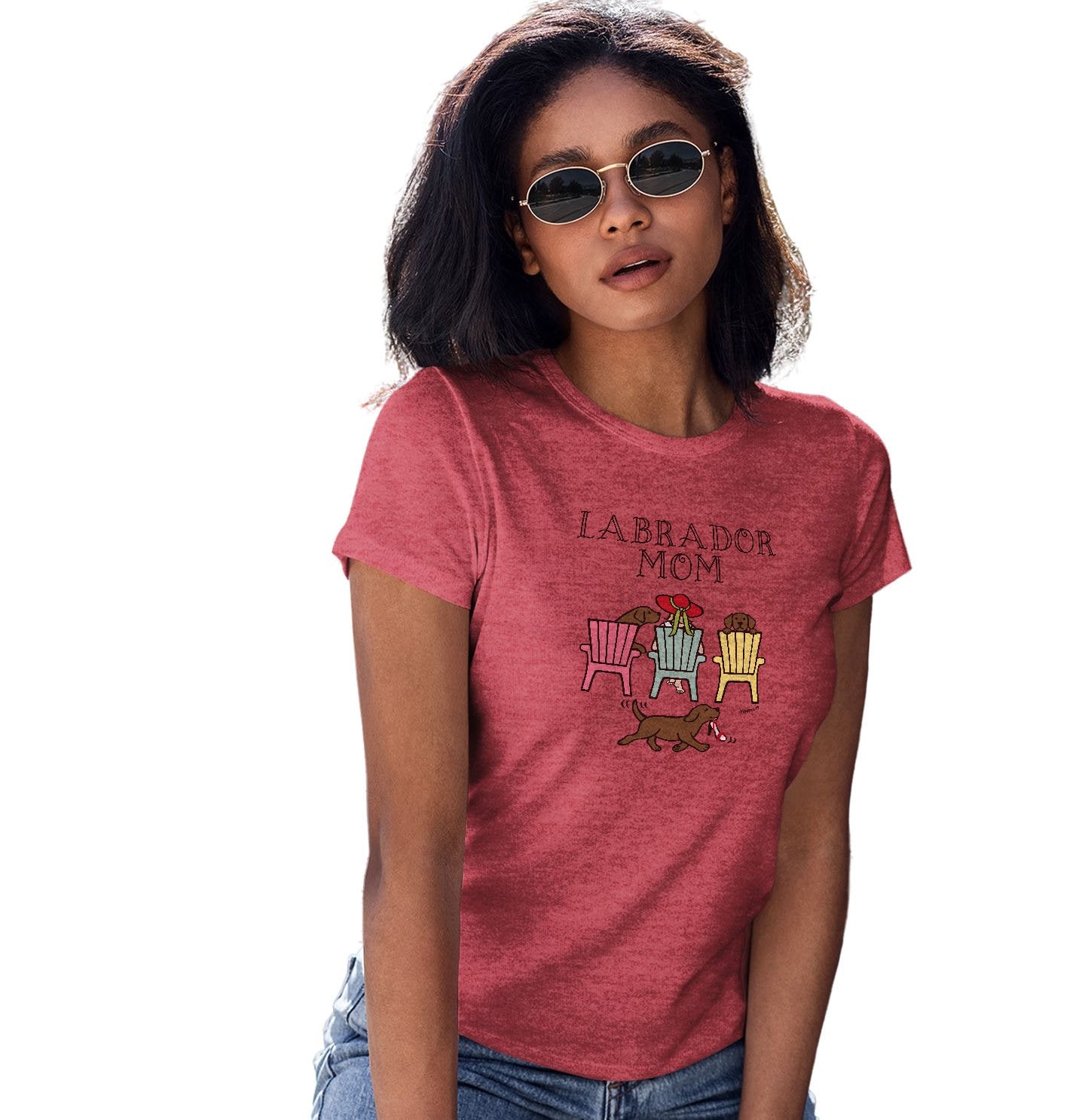 Chocolate Labrador Dog Mom - Deck Chairs Design - Women's Tri-Blend T-Shirt