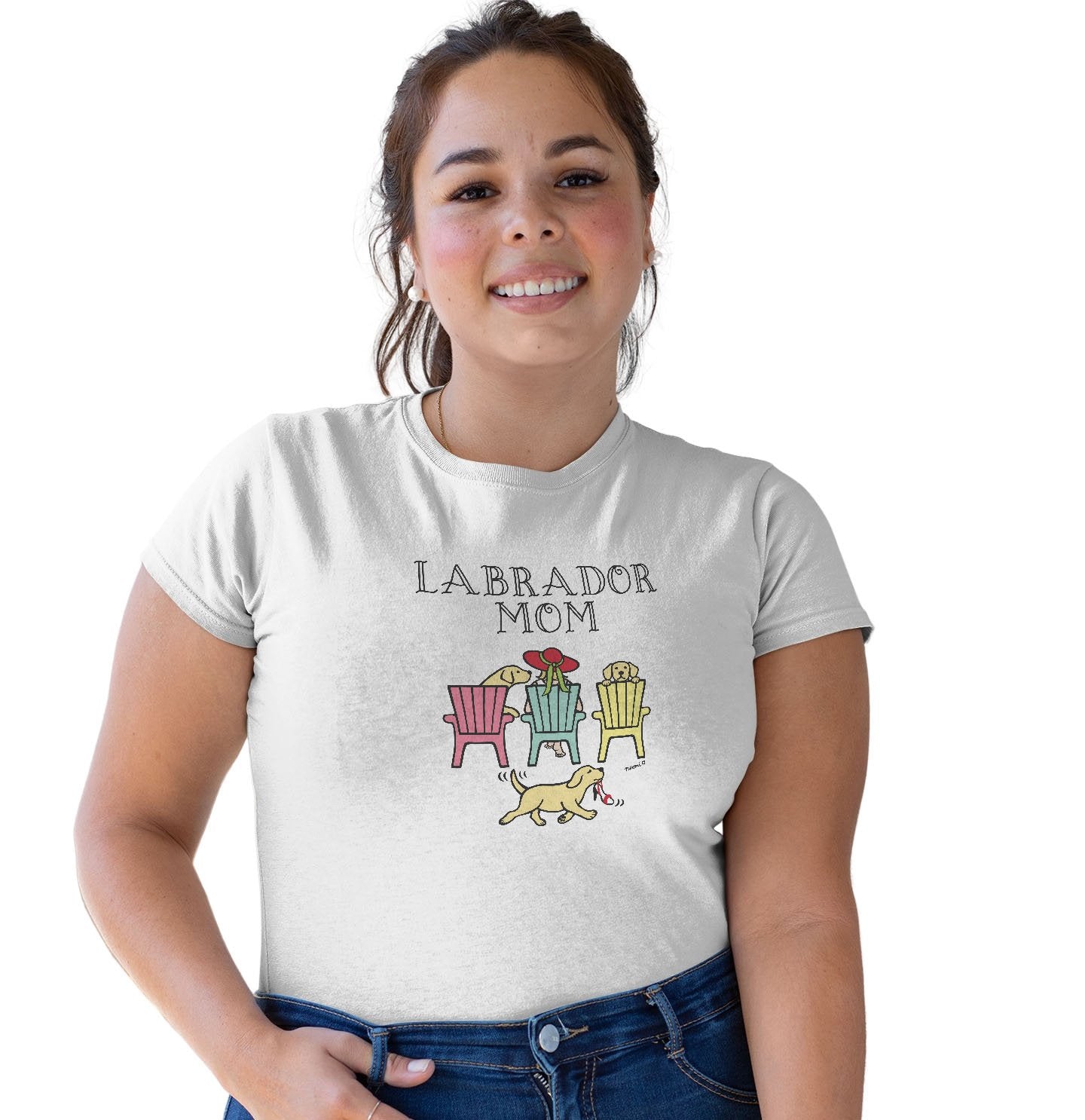 Yellow Labrador Dog Mom - Deck Chairs Design - Women's Tri-Blend T-Shirt