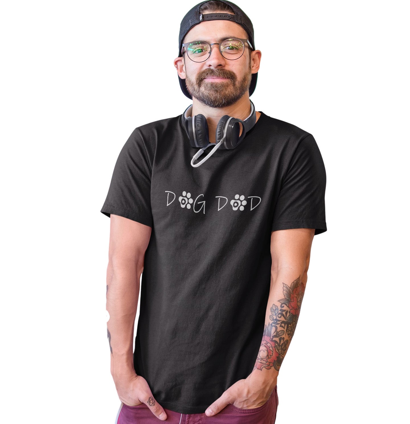 Paw Text Dog Dad - Adult Tri-Blend T-Shirt