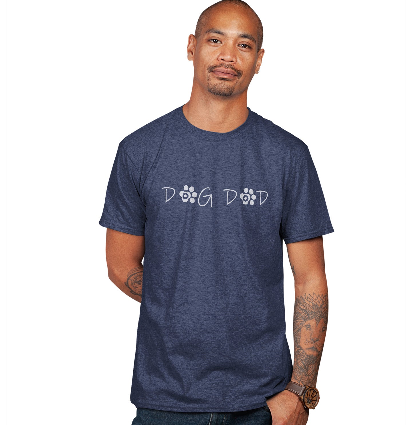 Paw Text Dog Dad - Adult Tri-Blend T-Shirt