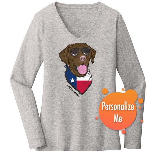 Any State Bandana Lab - Personalized Custom Women's V-Neck Long Sleeve T-Shirt