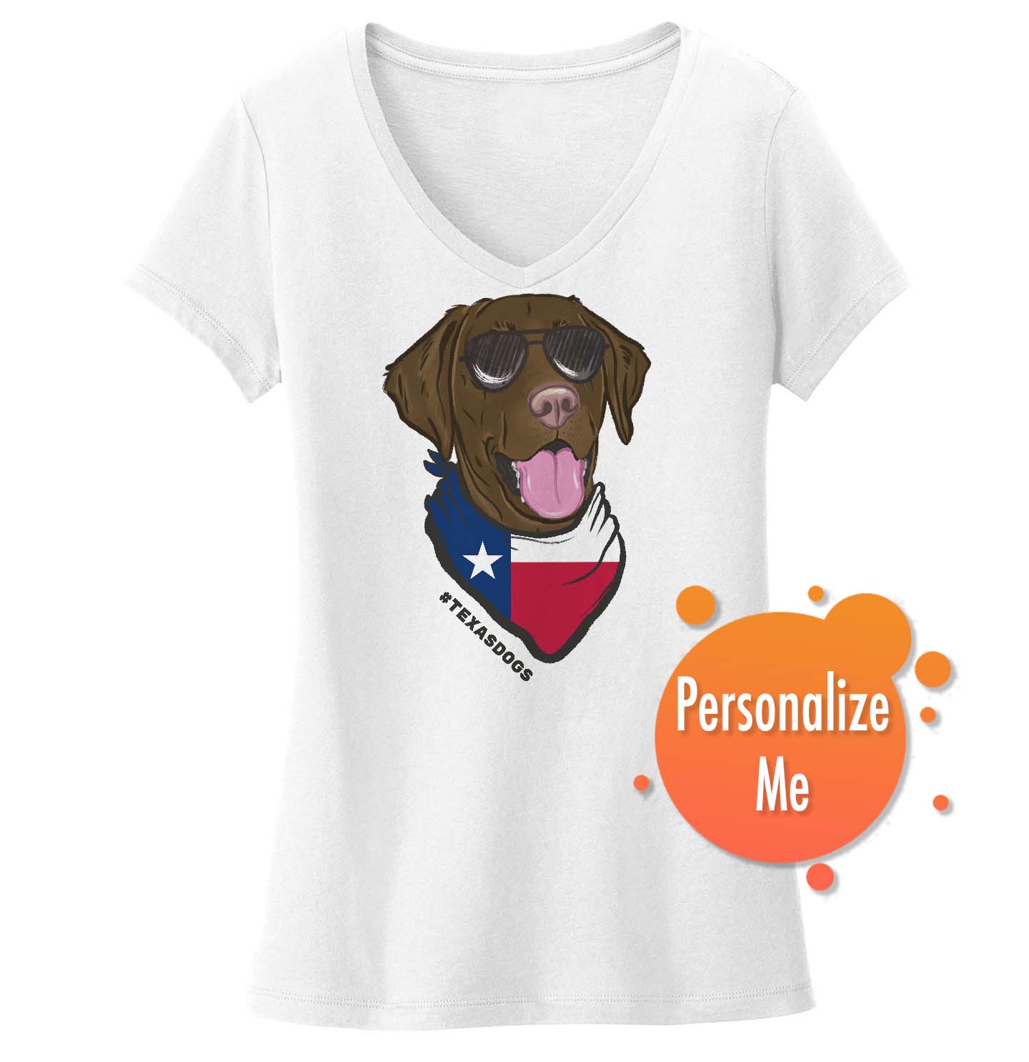 Any State Bandana Lab - Personalized Custom Women's V-Neck T-Shirt