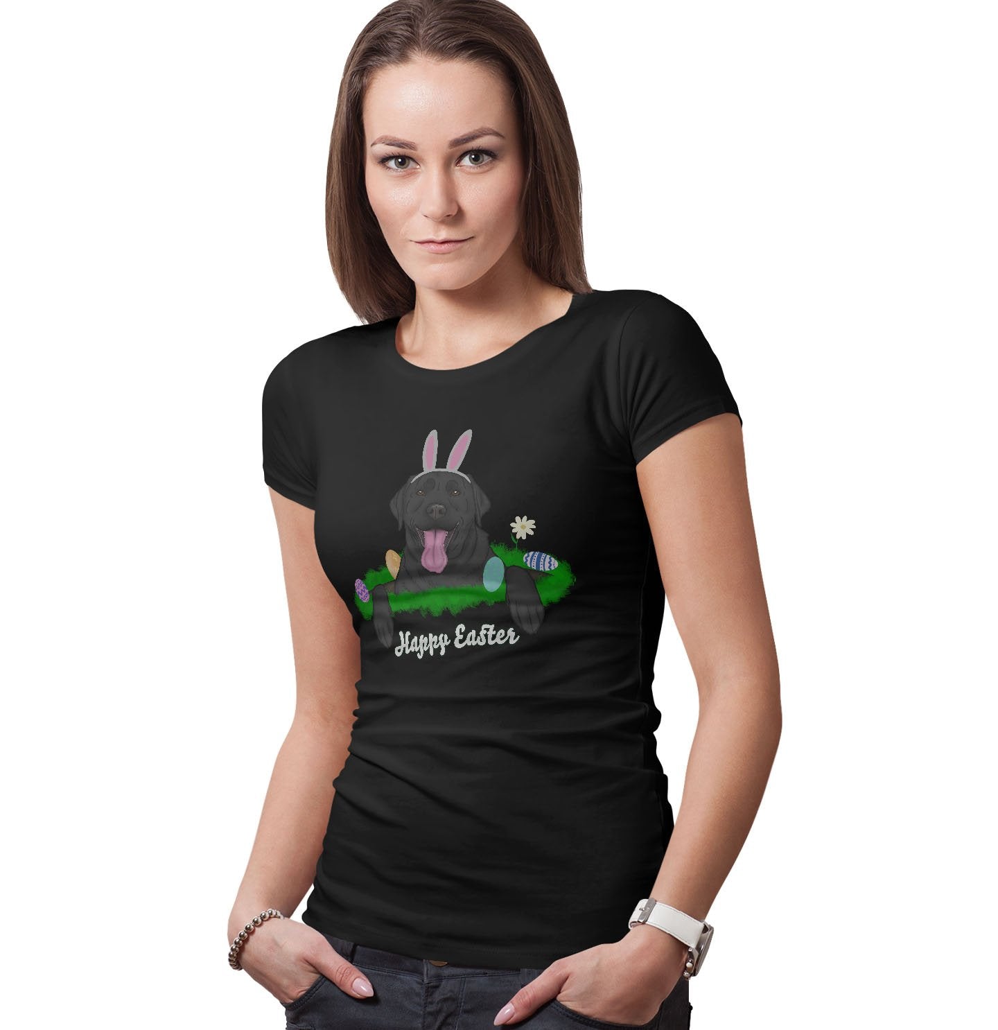 Rabbit Hole Black Labrador - Women's Fitted T-Shirt