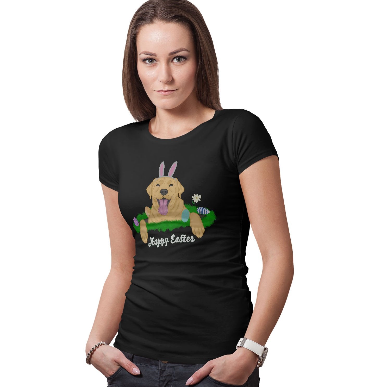 Rabbit Hole Yellow Labrador - Women's Fitted T-Shirt