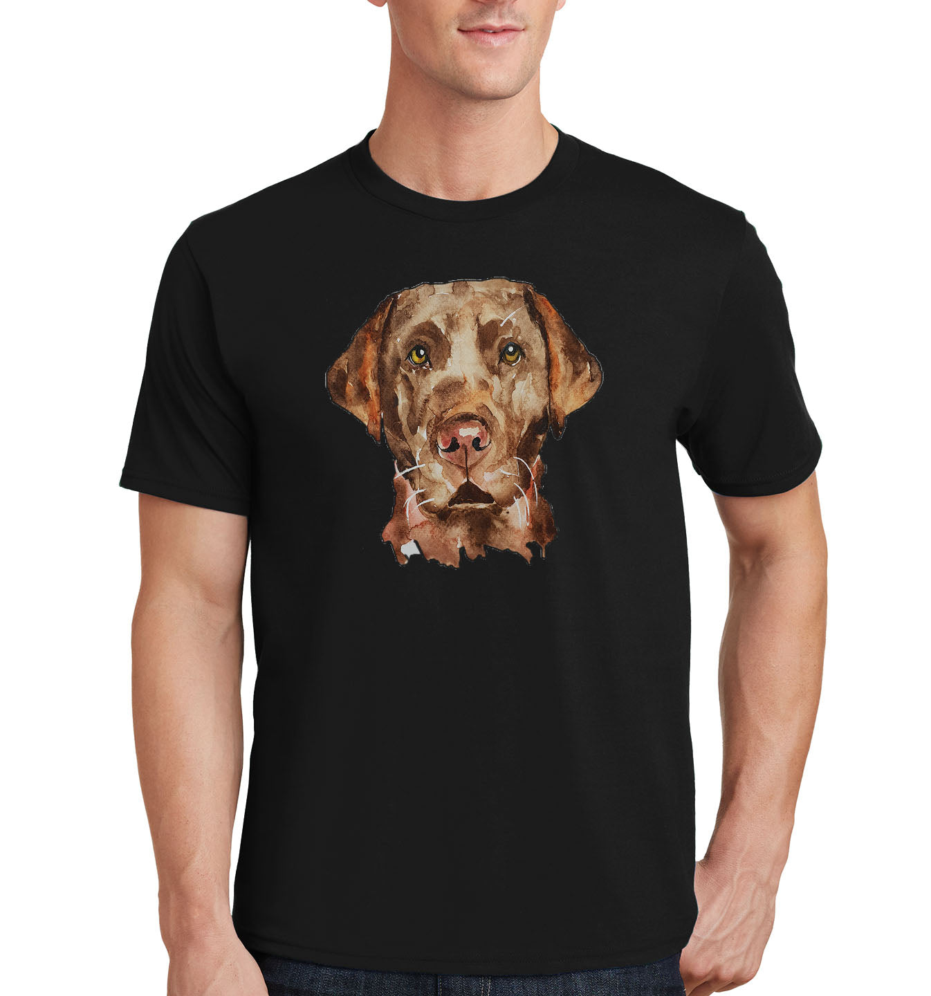 Chocolate Lab Face Watercolor - Adult Unisex T-Shirt