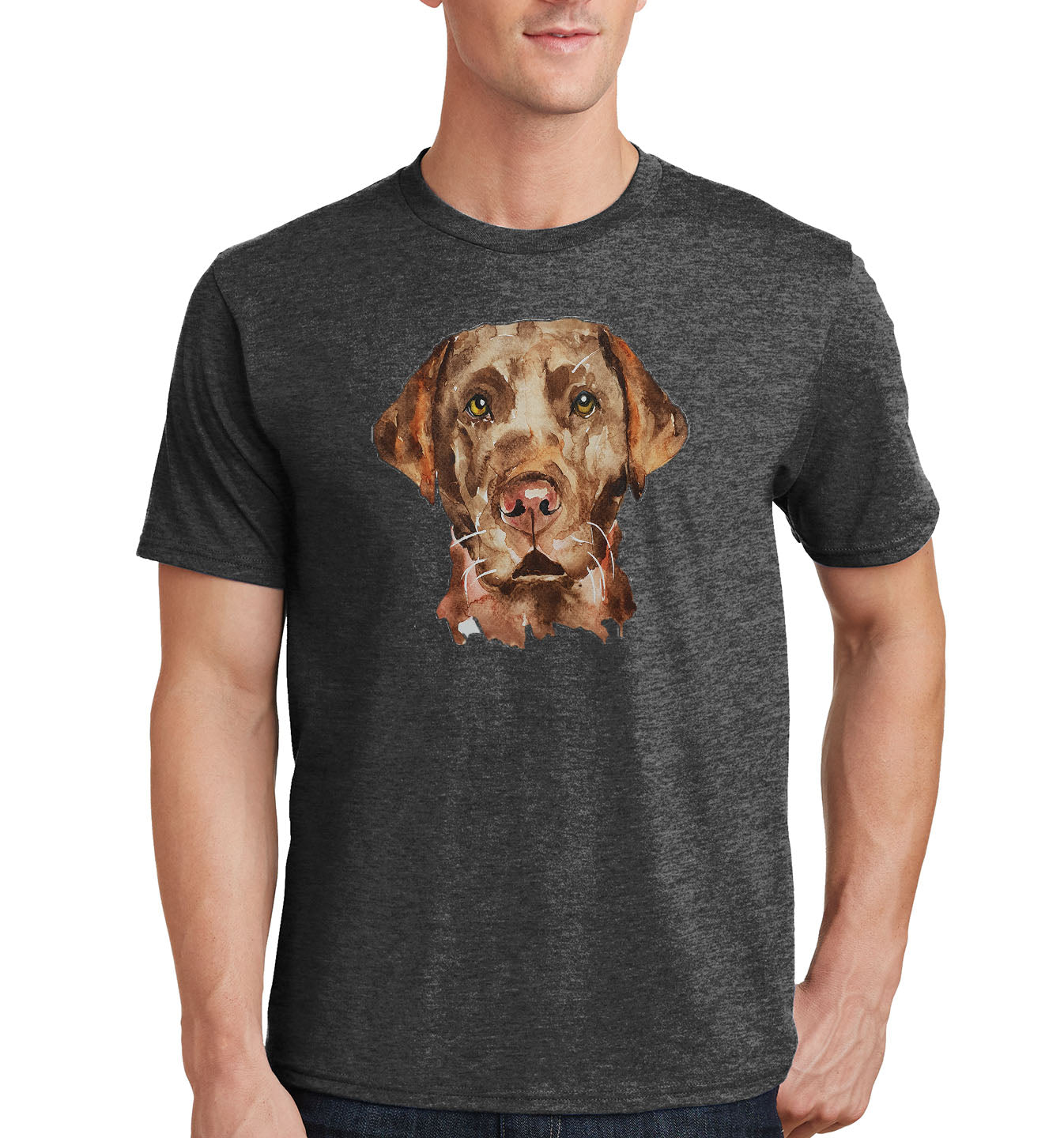 Chocolate Lab Face Watercolor - Adult Unisex T-Shirt