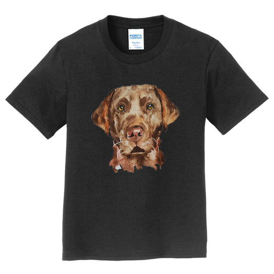 Chocolate Lab Face Watercolor - Kids' Unisex T-Shirt