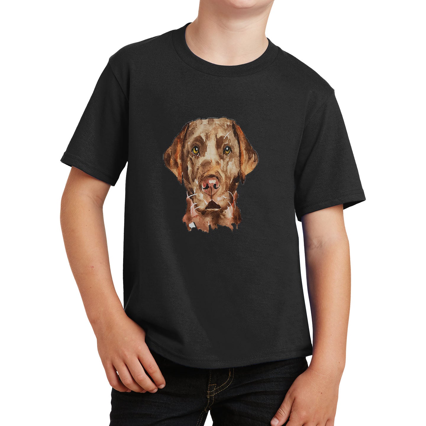 Chocolate Lab Face Watercolor - Kids' Unisex T-Shirt