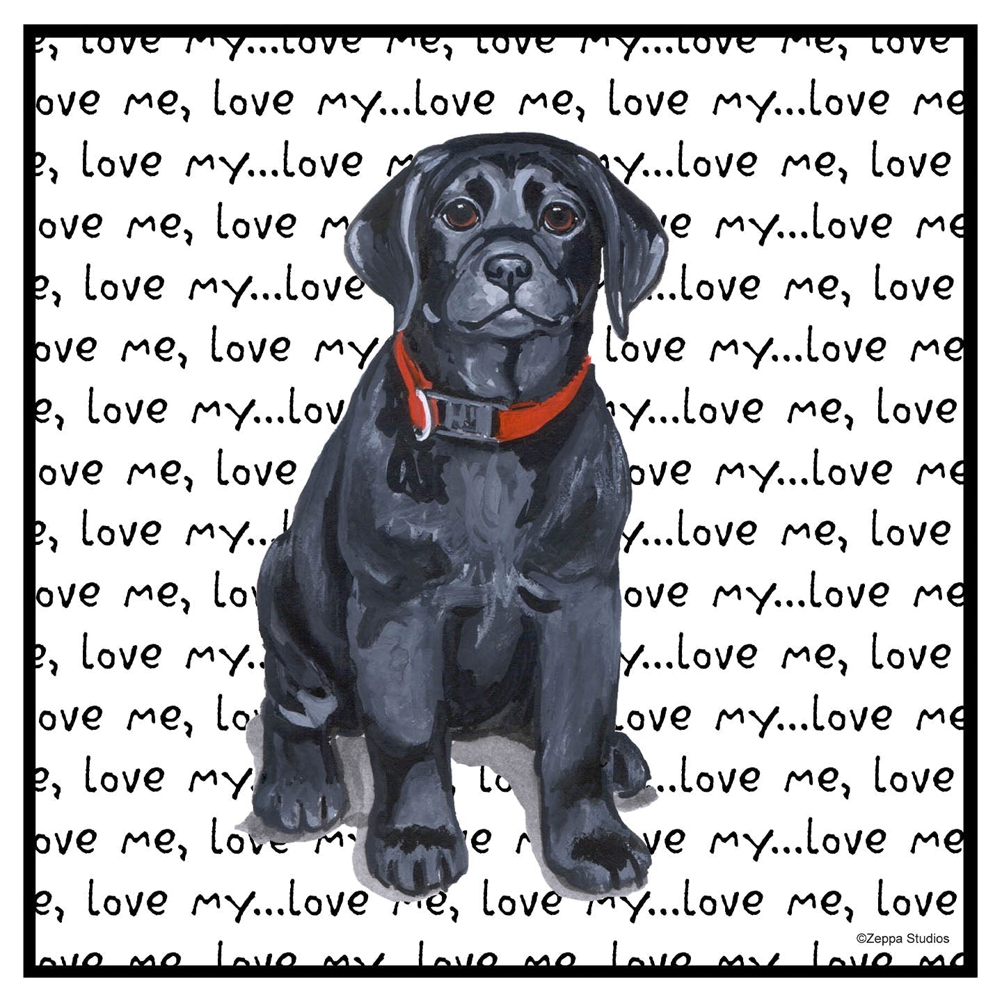 Black Lab Puppy Love Text - Women's V-Neck T-Shirt