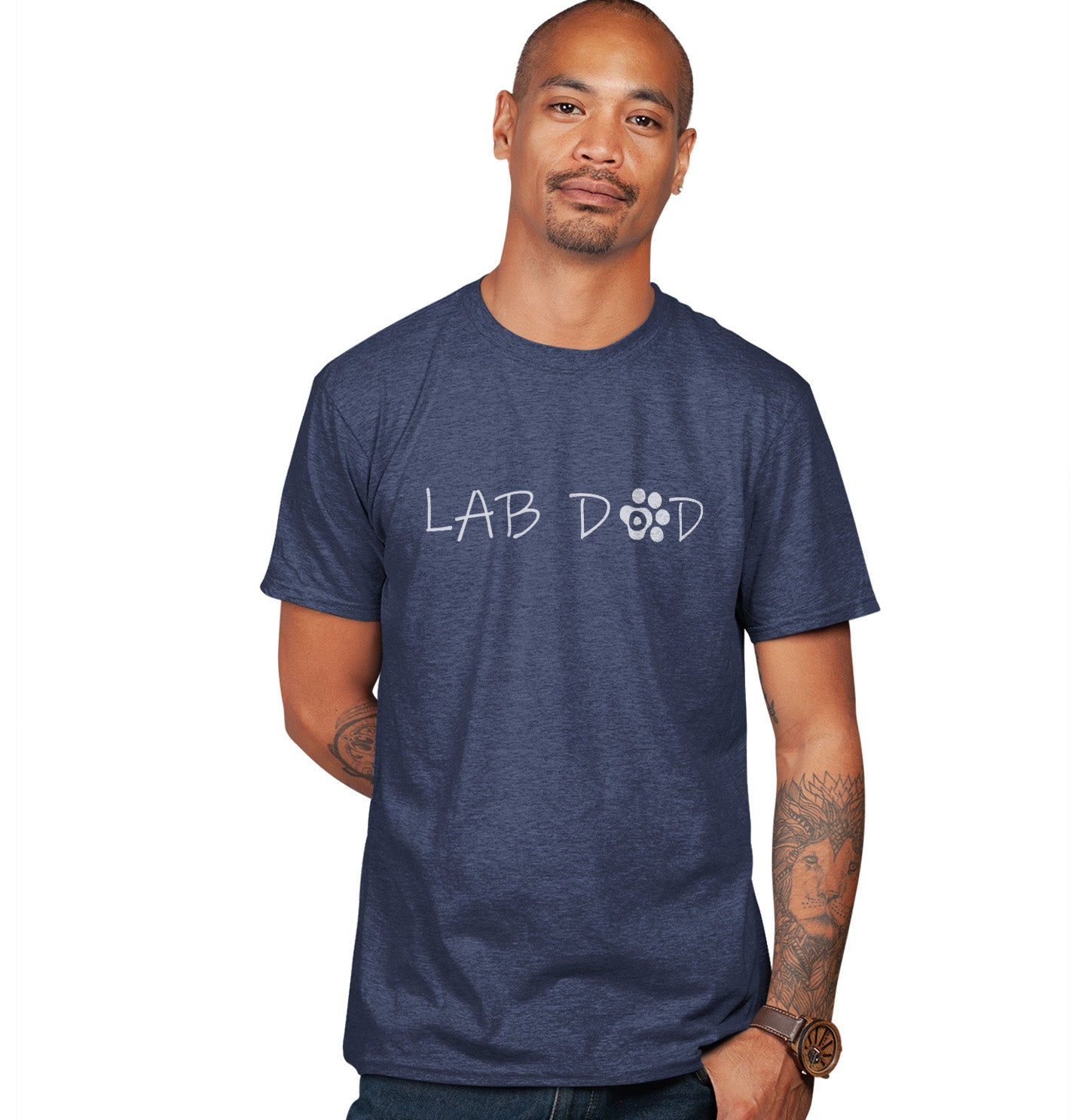 Paw Text Lab Dad - Adult Tri-Blend T-Shirt