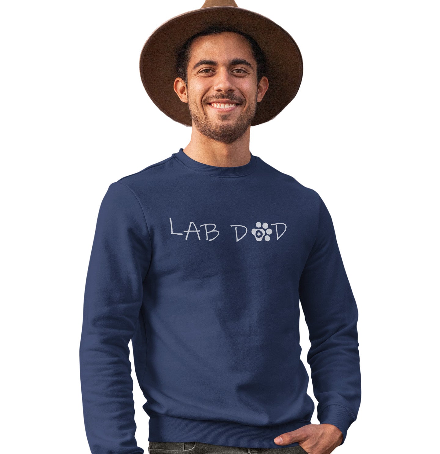 Paw Text Lab Dad - Adult Unisex Crewneck Sweatshirt