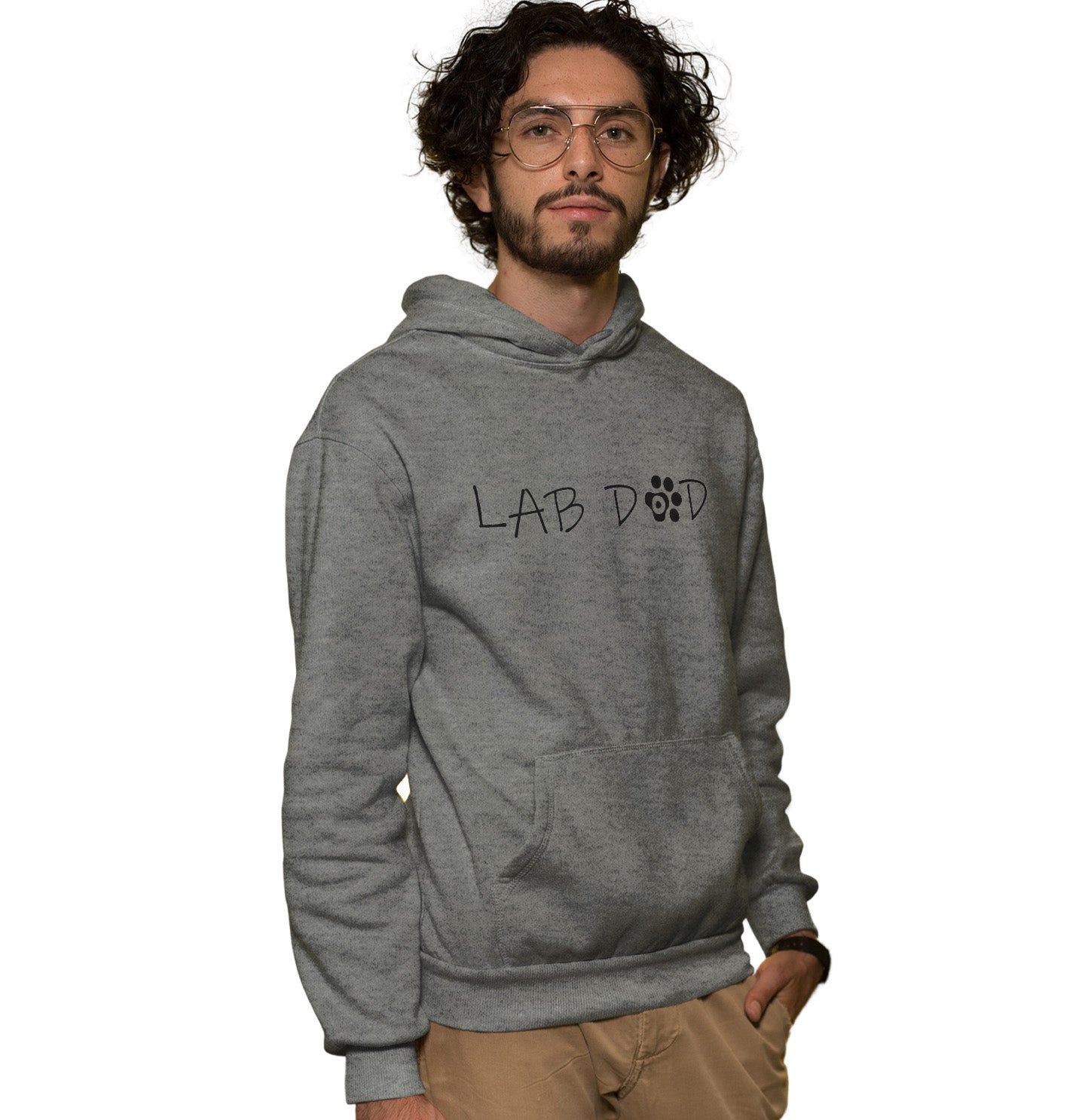 Paw Text Lab Dad - Adult Unisex Hoodie Sweatshirt