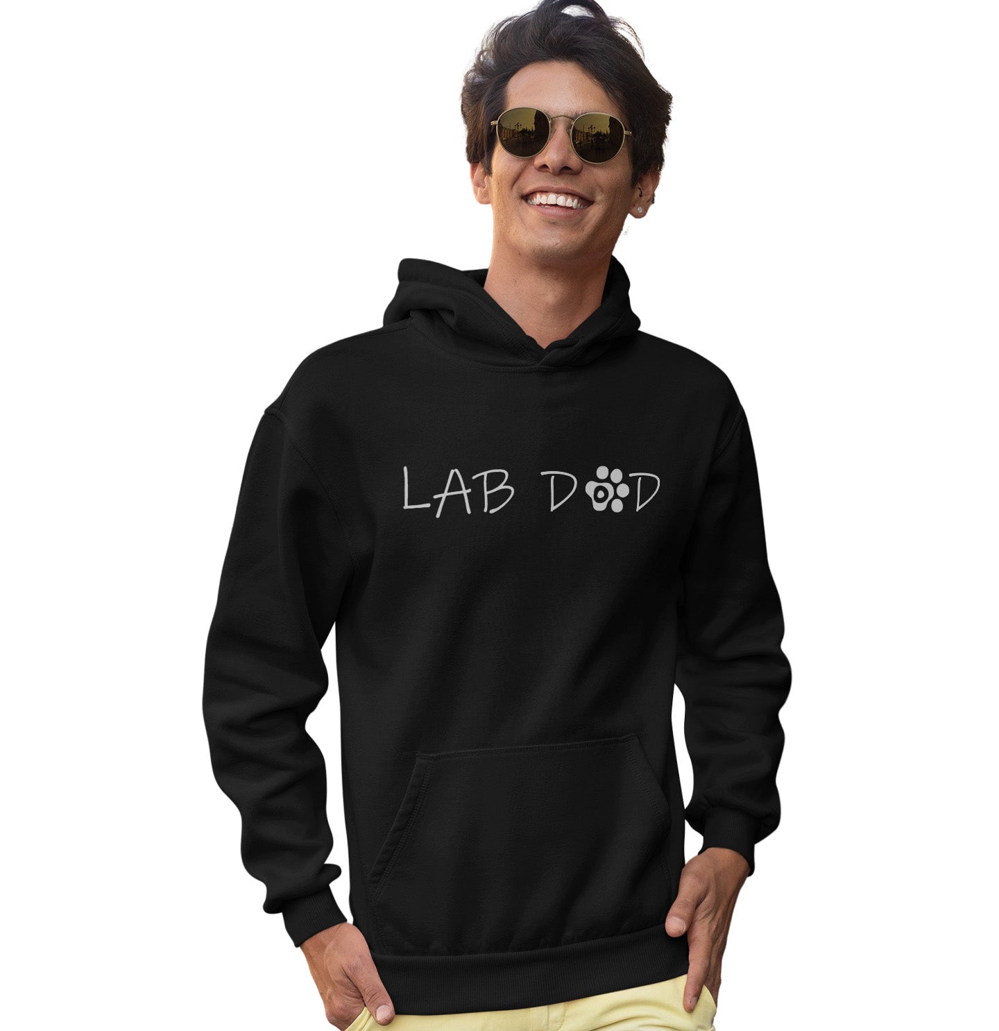 Paw Text Lab Dad - Adult Unisex Hoodie Sweatshirt