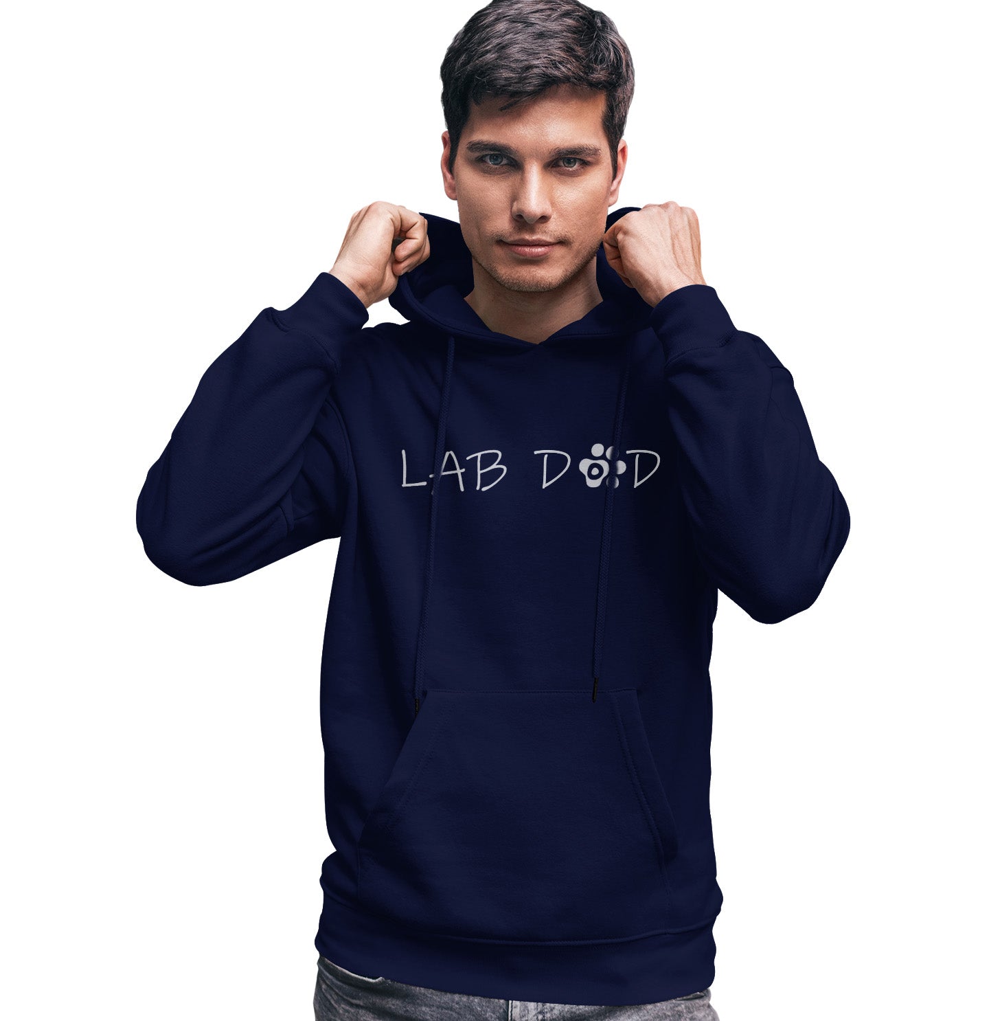 Paw Text Lab Dad - Adult Unisex Hoodie Sweatshirt