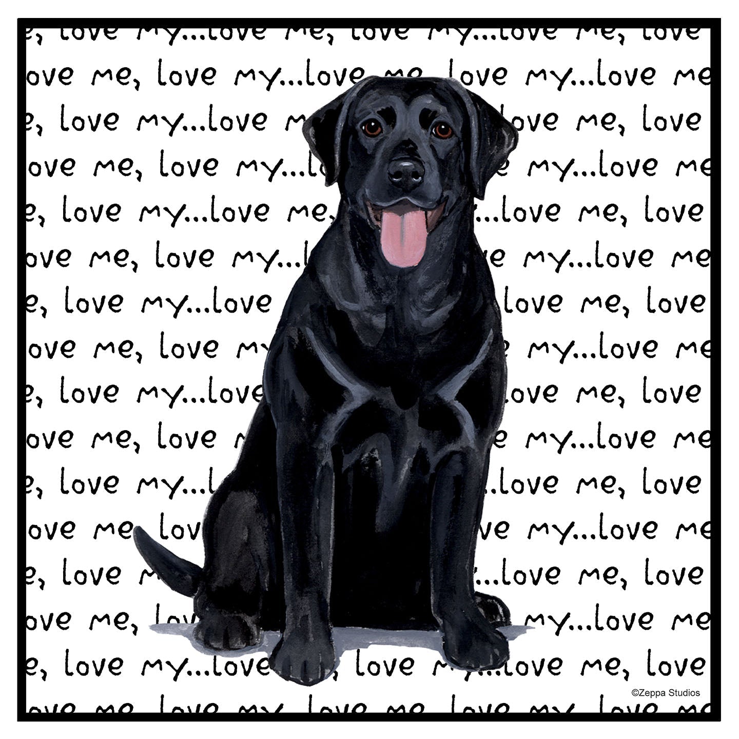 Black Lab Love Text - Women's V-Neck Long Sleeve T-Shirt