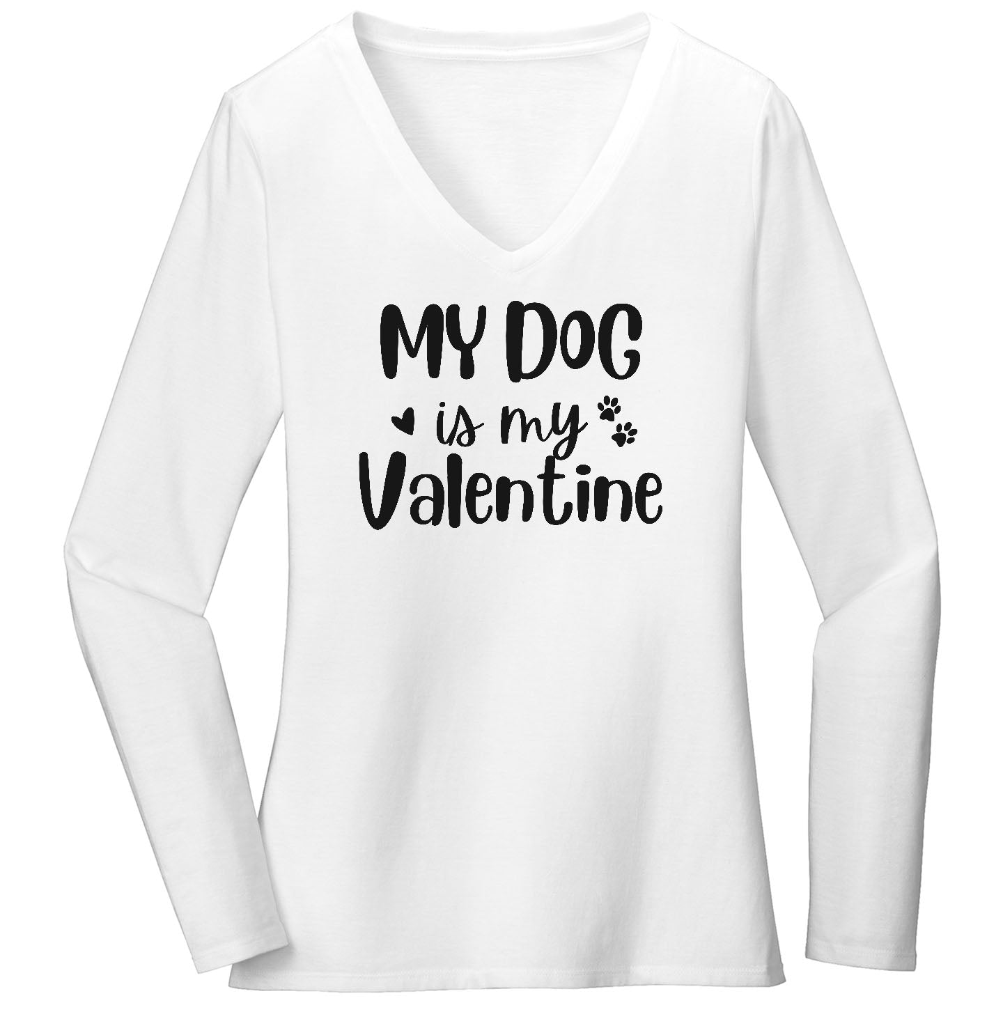 My Dog Valentine - Women's V-Neck Long Sleeve T-Shirt