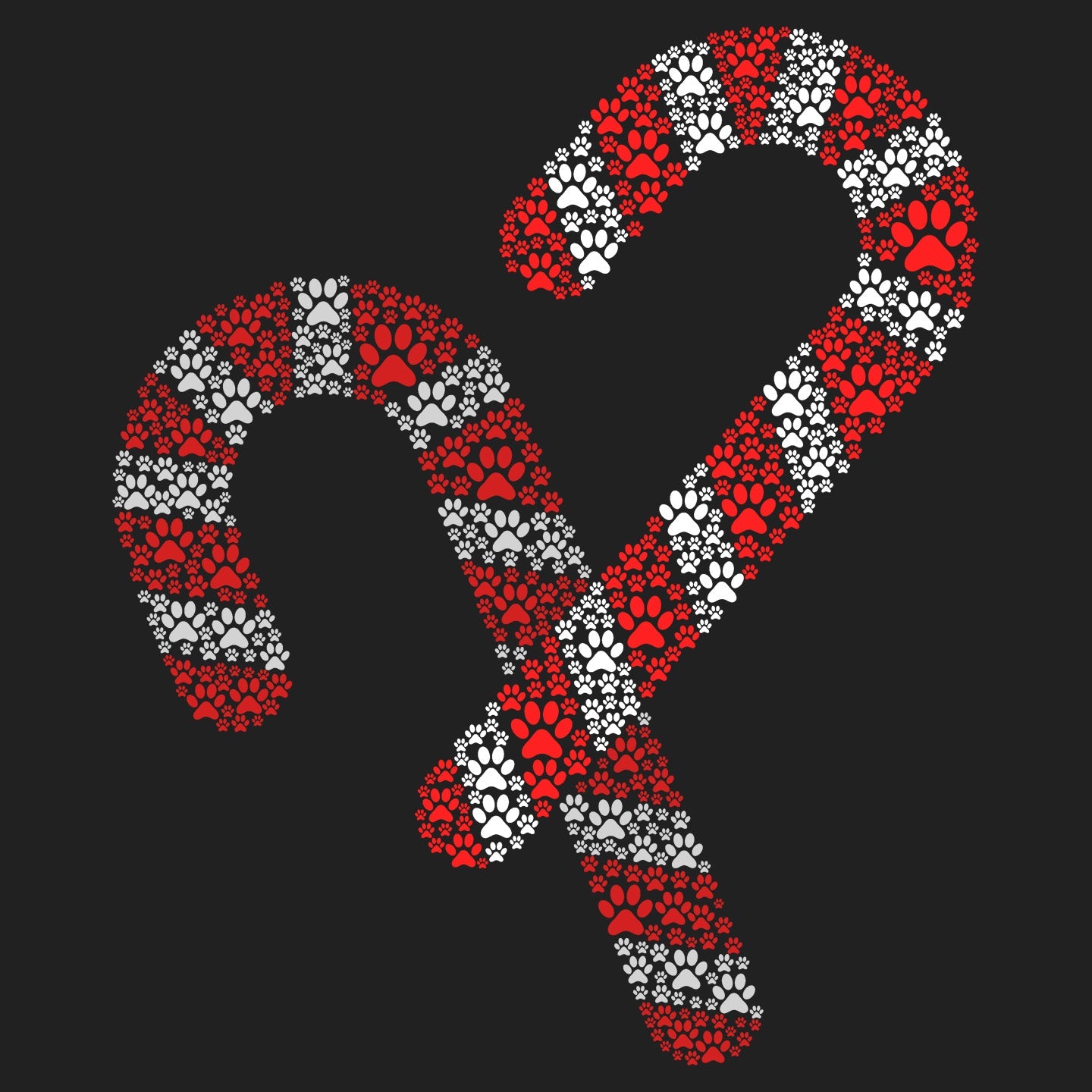 Paw Candy Cane - Women's Fitted T-Shirt