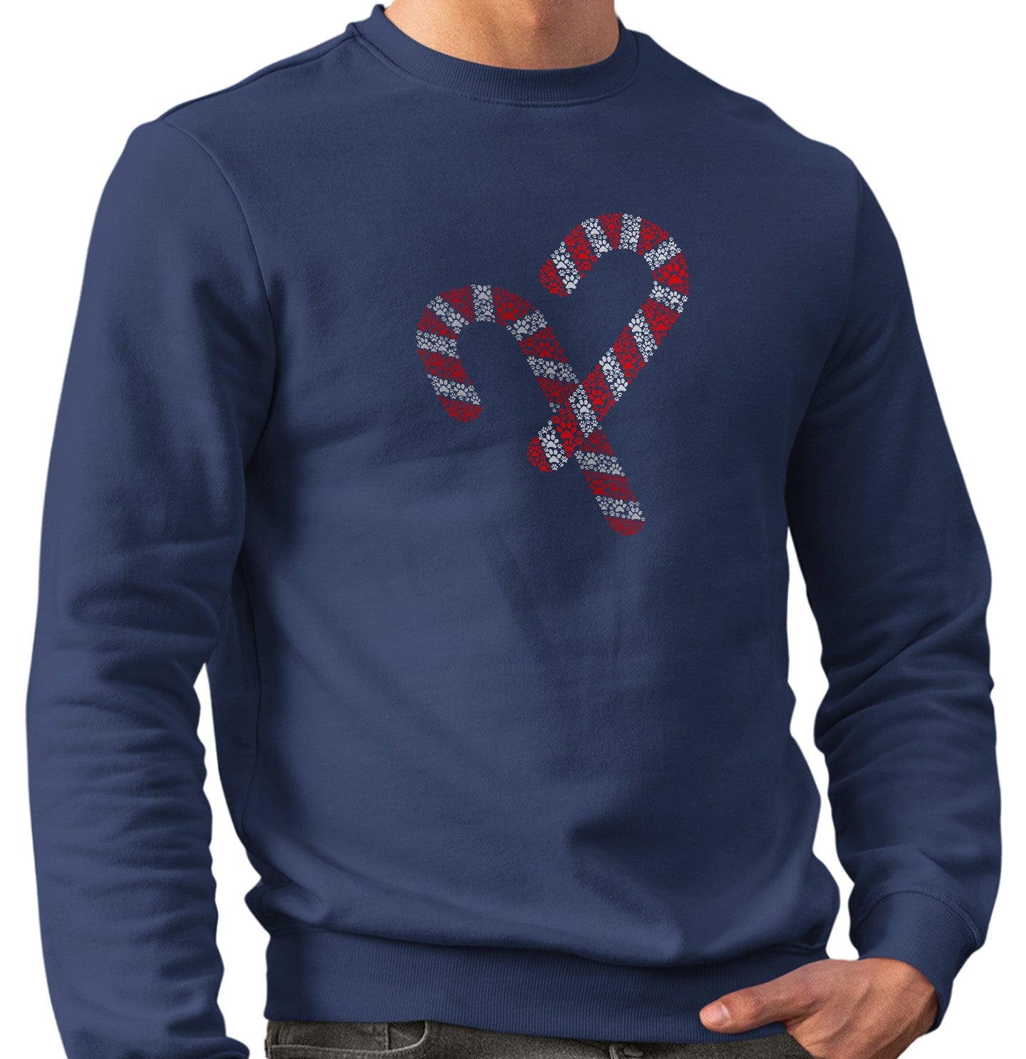 Paw Candy Cane - Adult Unisex Crewneck Sweatshirt