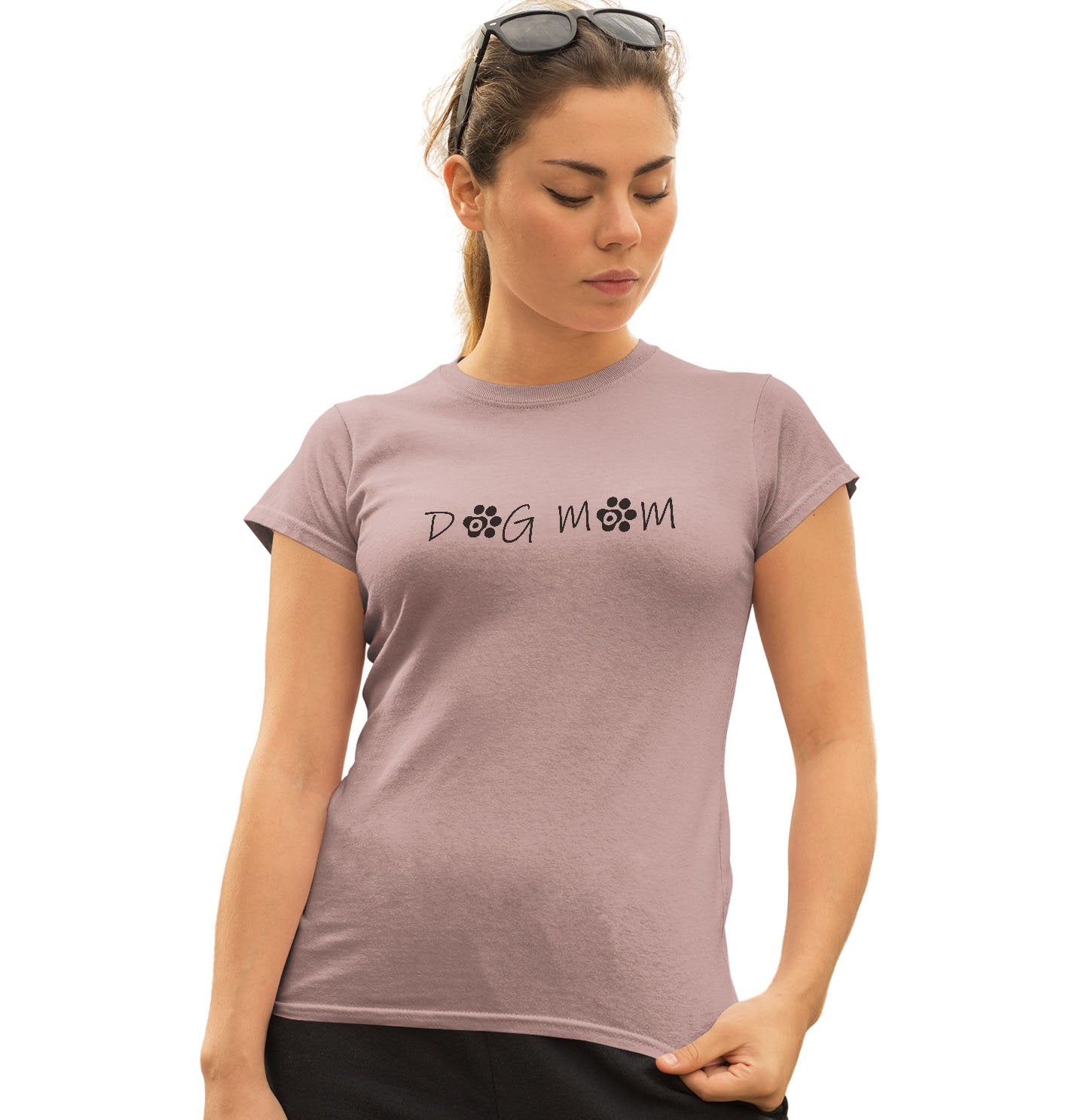 Dog Mom - Paw Text - Women's Fitted T-Shirt