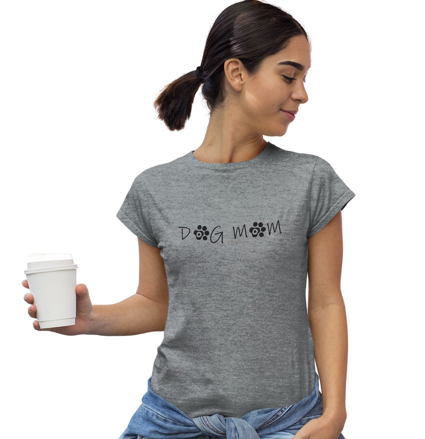 Dog Mom - Paw Text - Women's Fitted T-Shirt