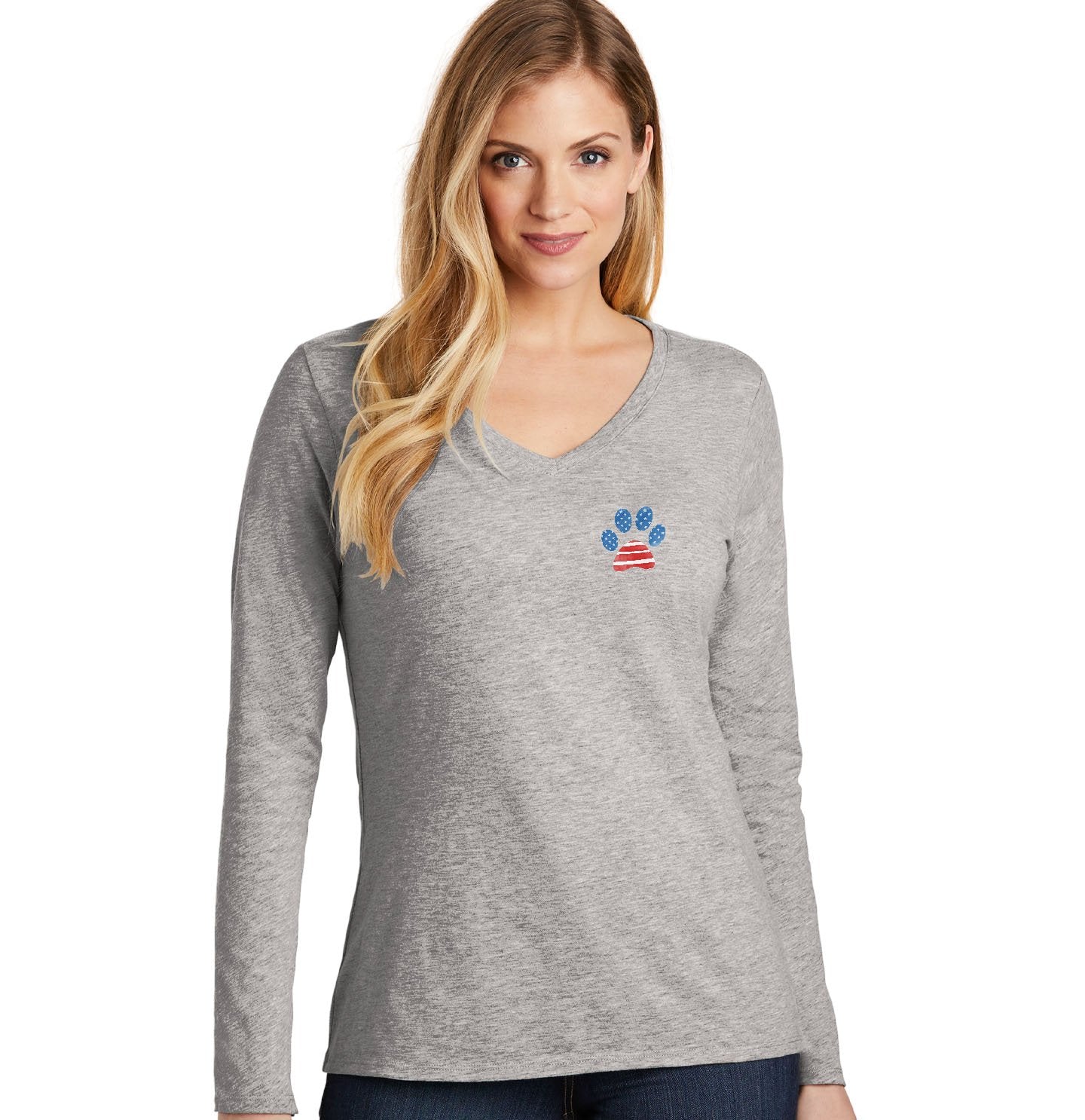 Pawtriotic Pawprint | Labradors | Ladies' V-Neck Long Sleeve T-Shirt