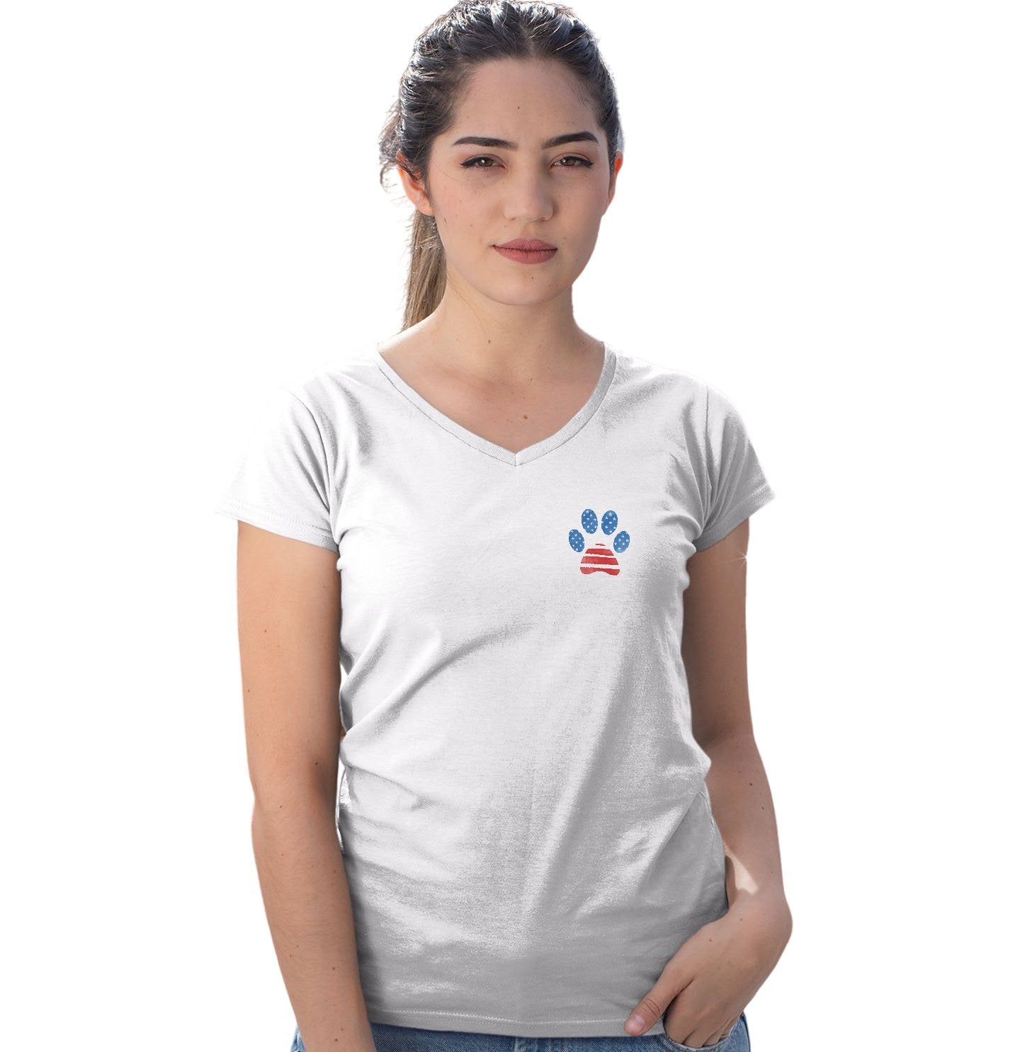 Pawtriotic Pawprint | Labradors | Ladies' V-Neck T-Shirt