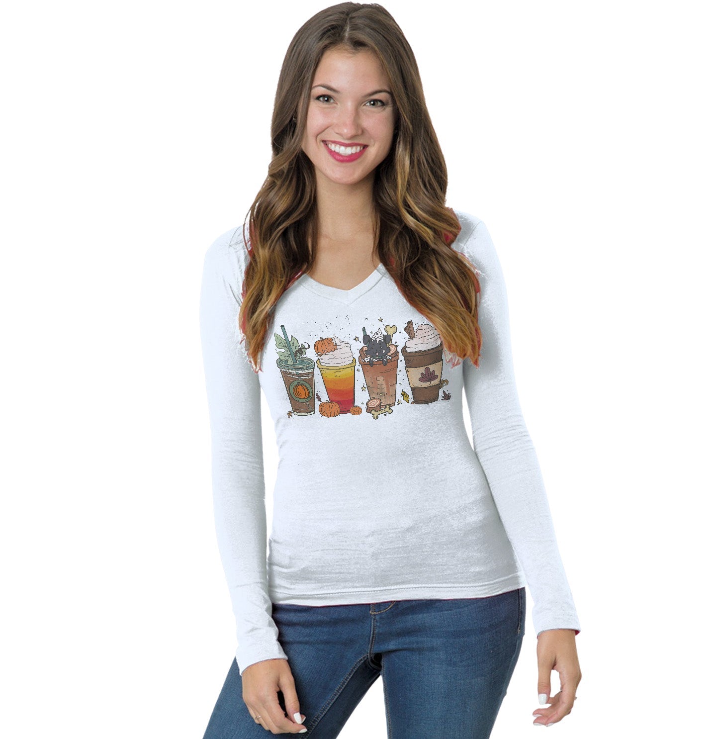 Pupachino Black Lab - Women's V-Neck Long Sleeve T-Shirt