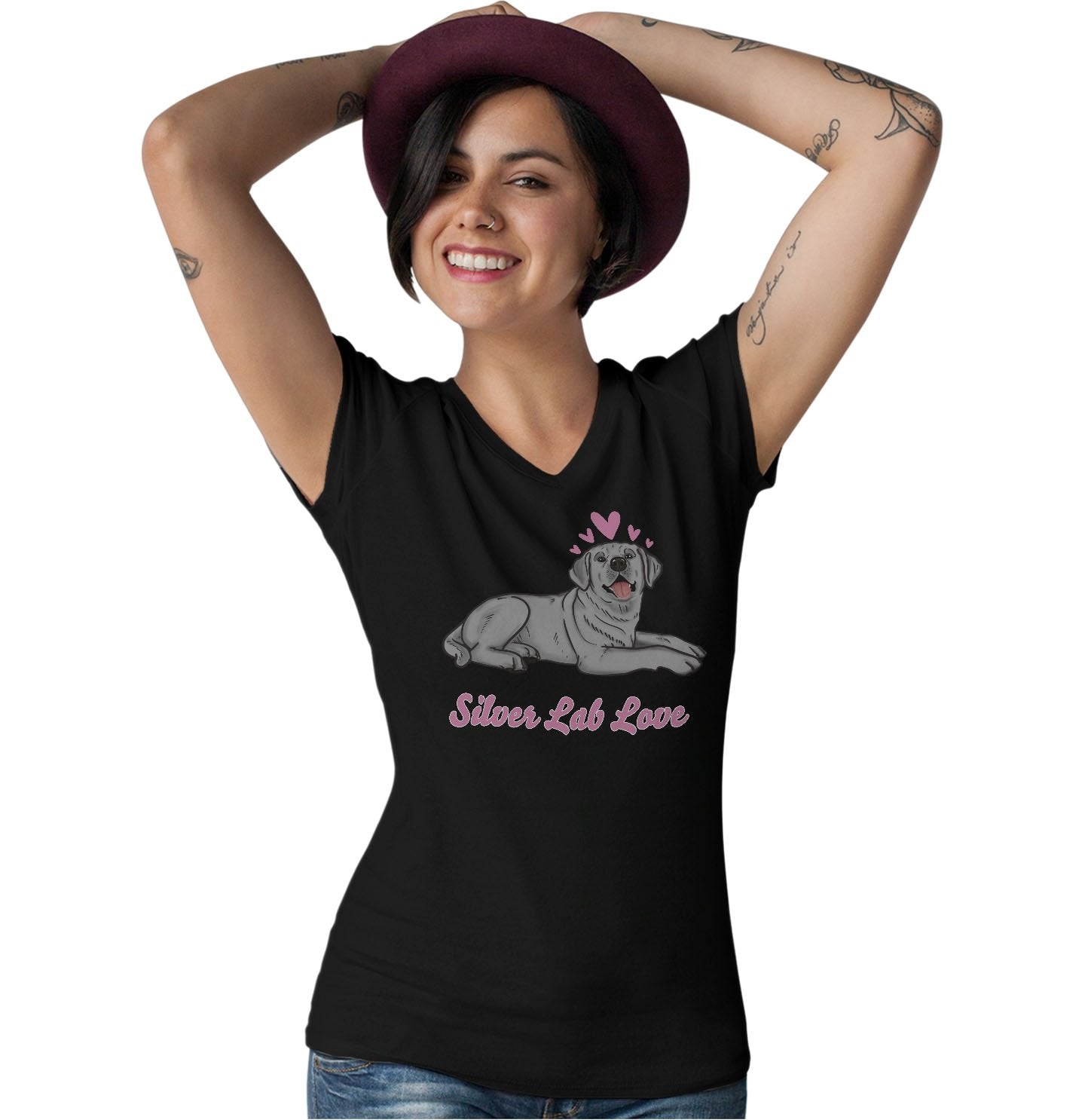 Silver Lab Love - Women's V-Neck T-Shirt